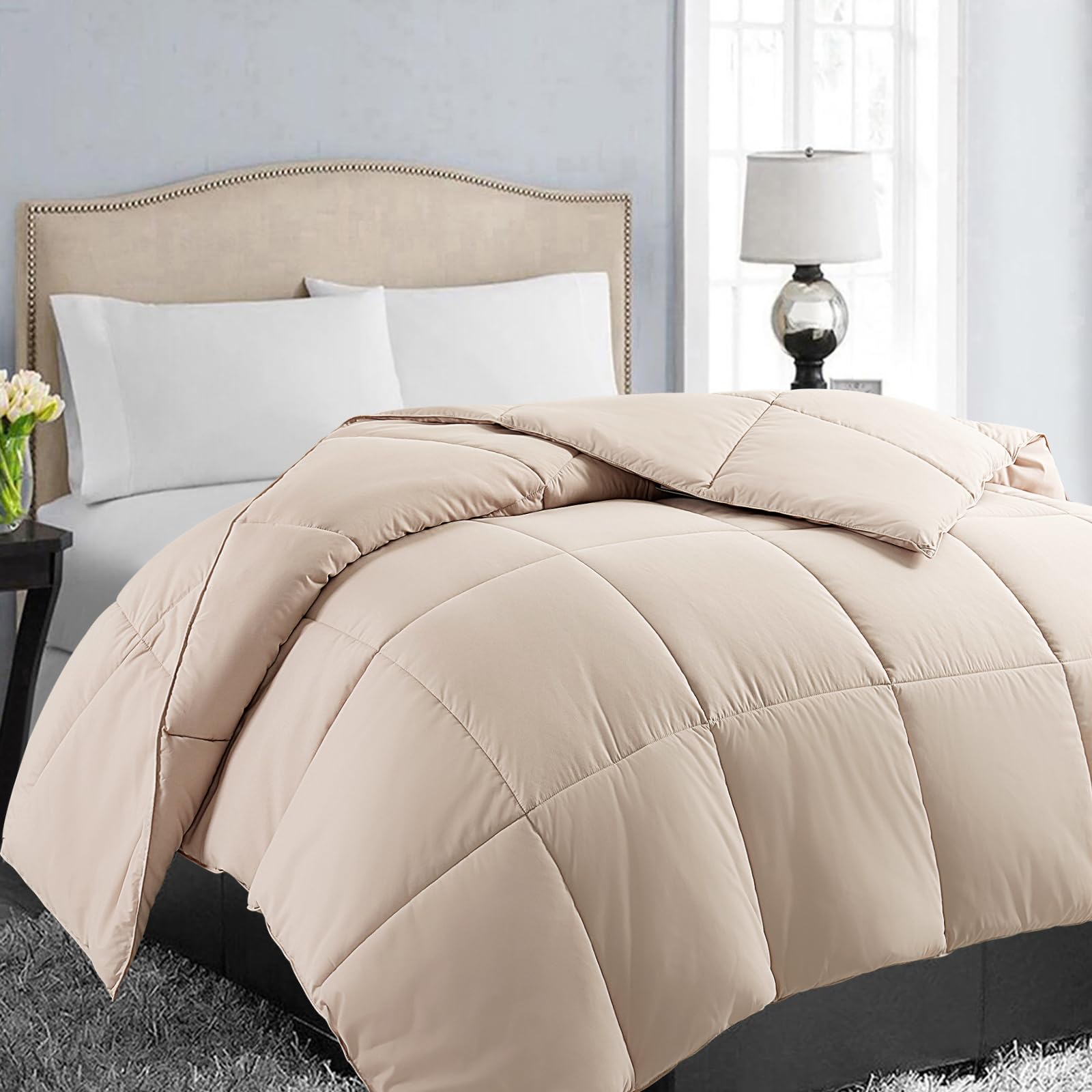 EASELAND Down Alternative Comforter - Quilted Duvet Insert for All Seasons, Soft Lightweight with Corner Tabs, Summer Winter Warm Bedding