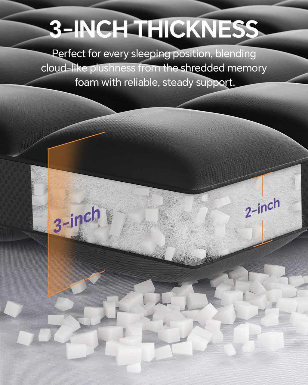 Dual-Layer Memory Foam Mattress Topper, 4-Inch
