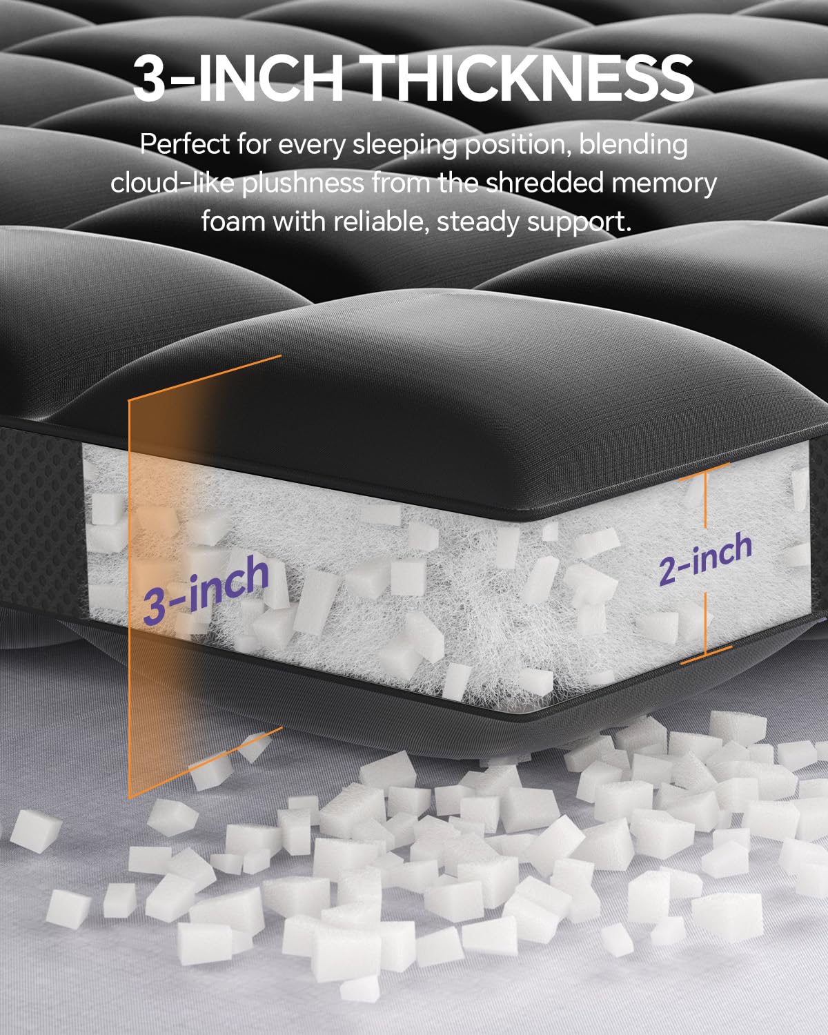 Dual-Layer Memory Foam Mattress Topper, 4-Inch