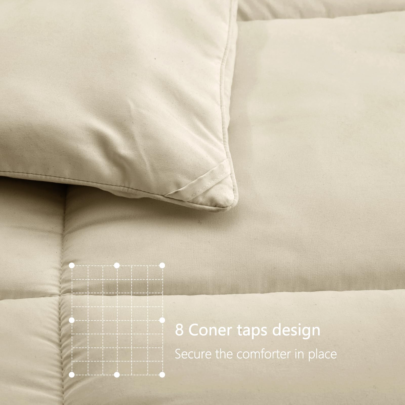 TEXARTIST Comforter Soft Quilted Down Alternative Duvet Insert with Corner Tabs, All Season, 4D Spiral Fiber, Machine Washable
