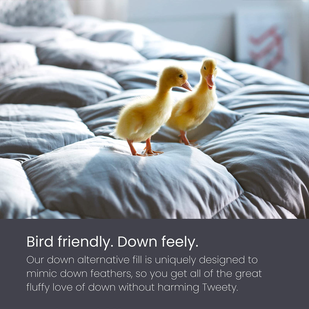 Layla All Season Down Alternative Comforter, (Gray, Full/Queen), 300 Thread Count 100% Cotton Fabric with Corner Loops