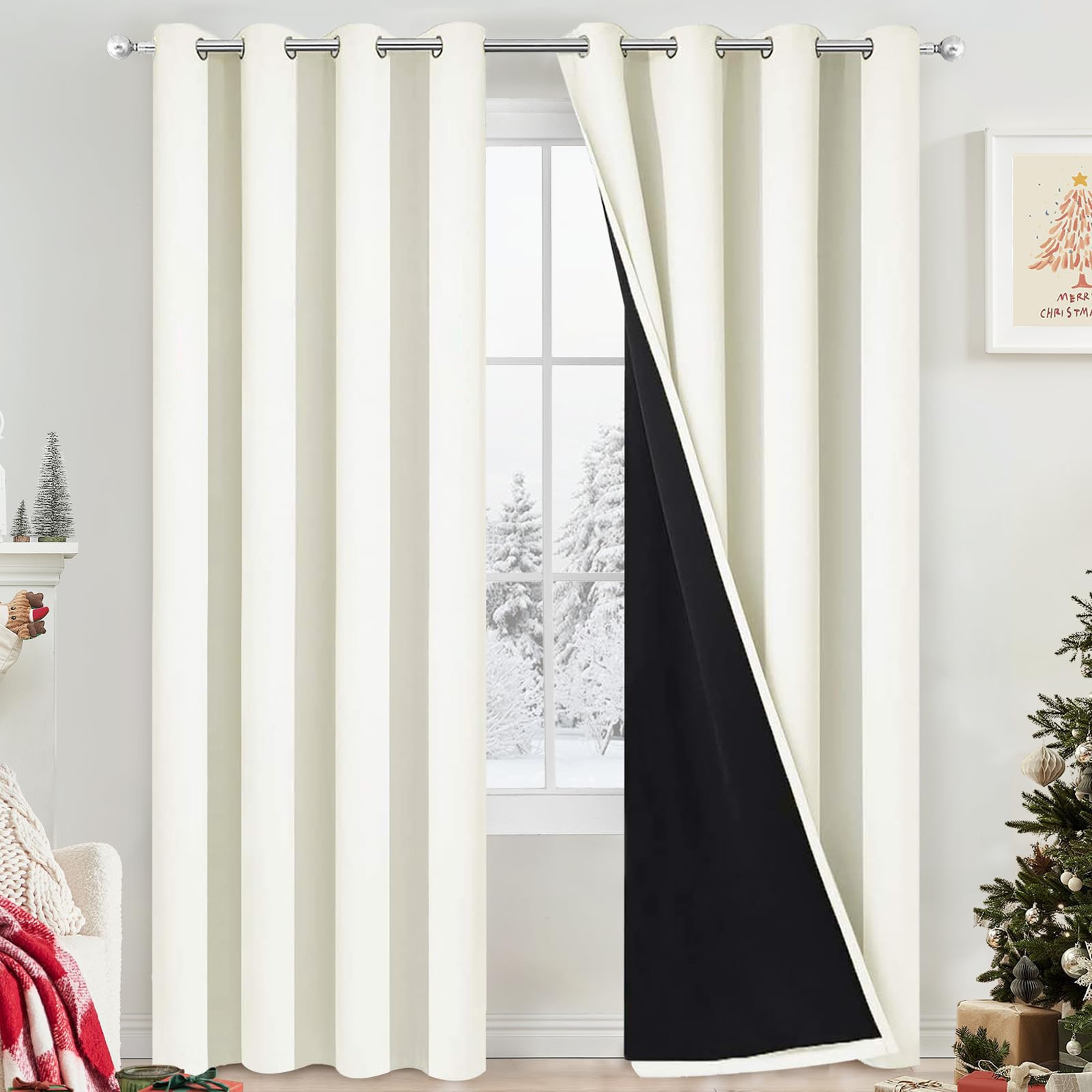 Double-Layer Thermal Blackout Curtain Panels, Pair