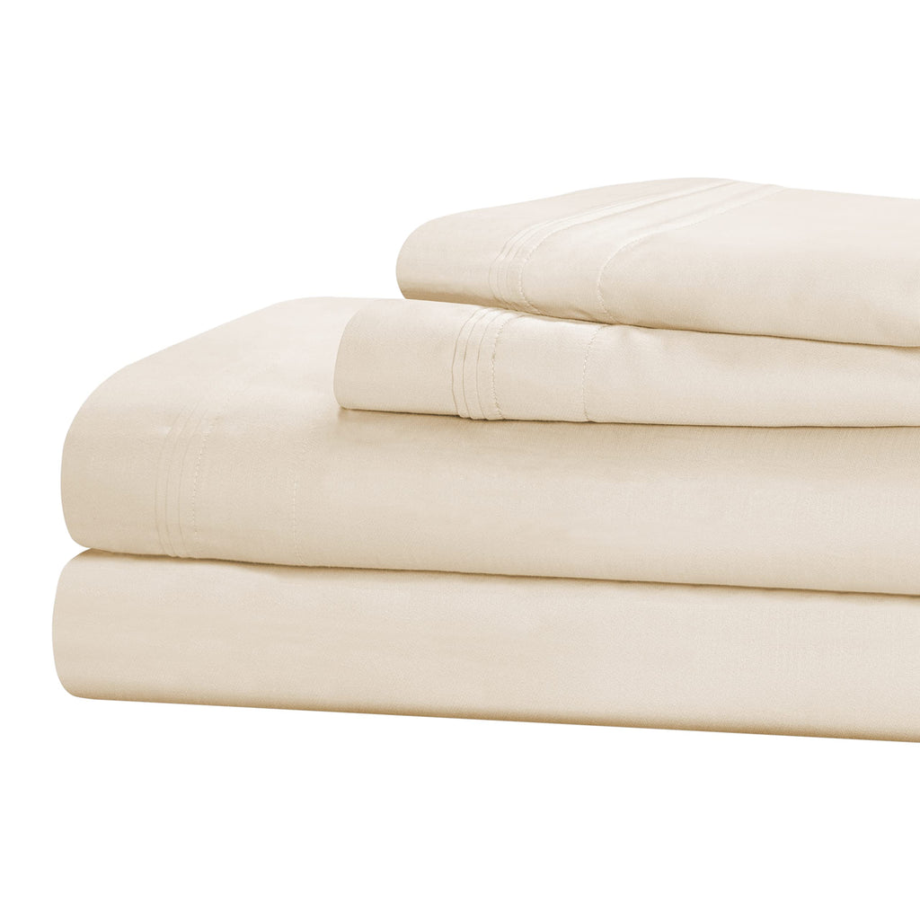 BLUENILEMILLS BNM Luxury Egyptian Cotton Bedsheet Set, 1500 Thread Count Bedding, Ultra Soft, Premium Quality, Wrinkle Free, Includes 1 Fitted Sheet, 2 Pillowcases, 1 Flat Sheet, Full, Ivory