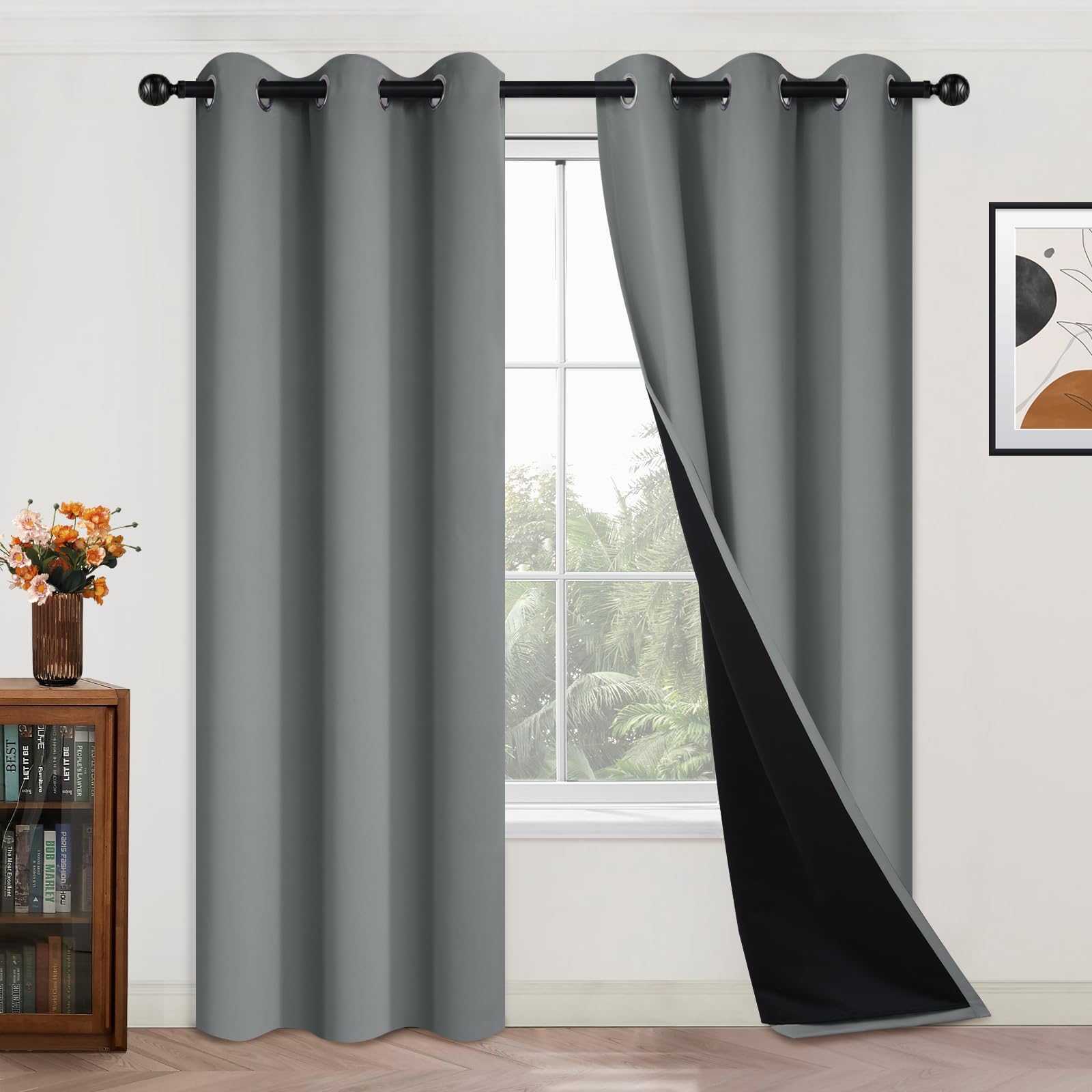 Double-Layer Thermal Blackout Curtain Panels, Pair
