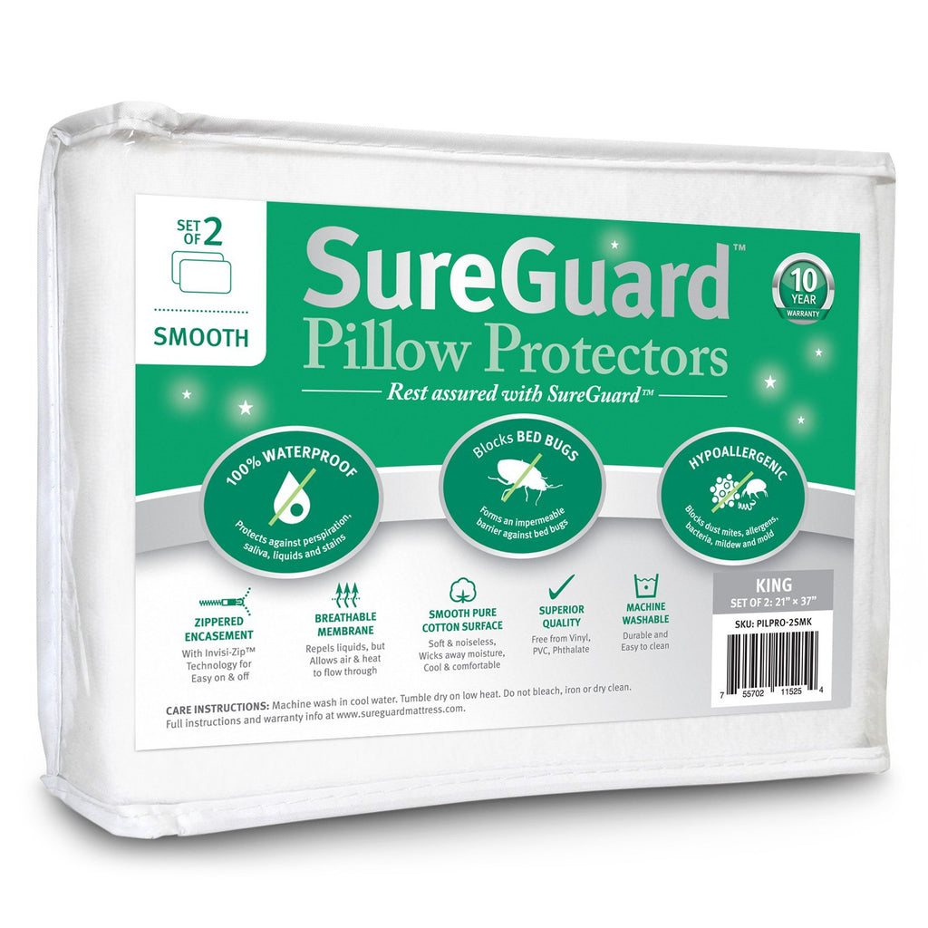 Waterproof Hypoallergenic Pillow Encasements, Pair