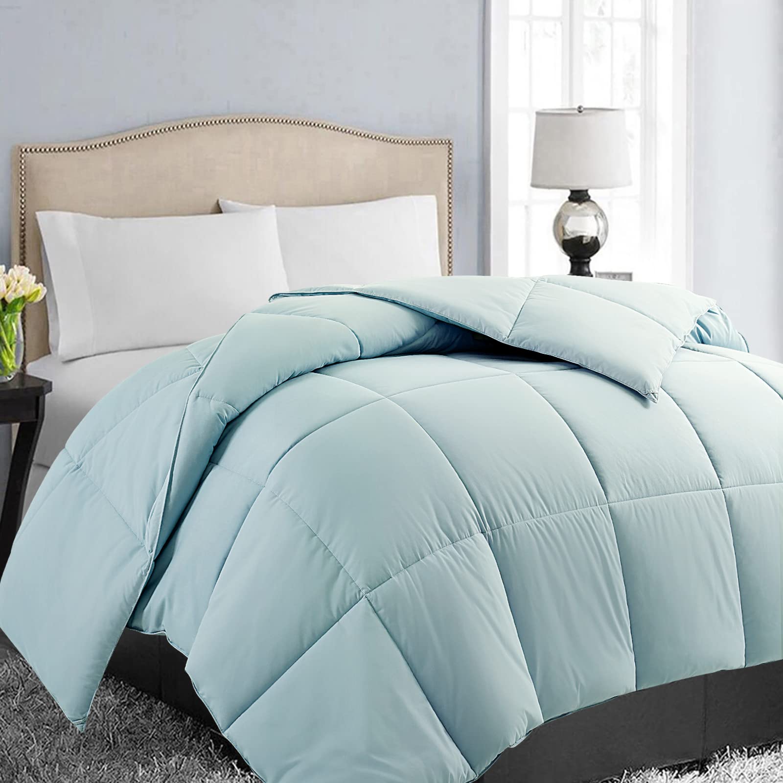 EASELAND Down Alternative Comforter - Quilted Duvet Insert for All Seasons, Soft Lightweight with Corner Tabs, Summer Winter Warm Bedding