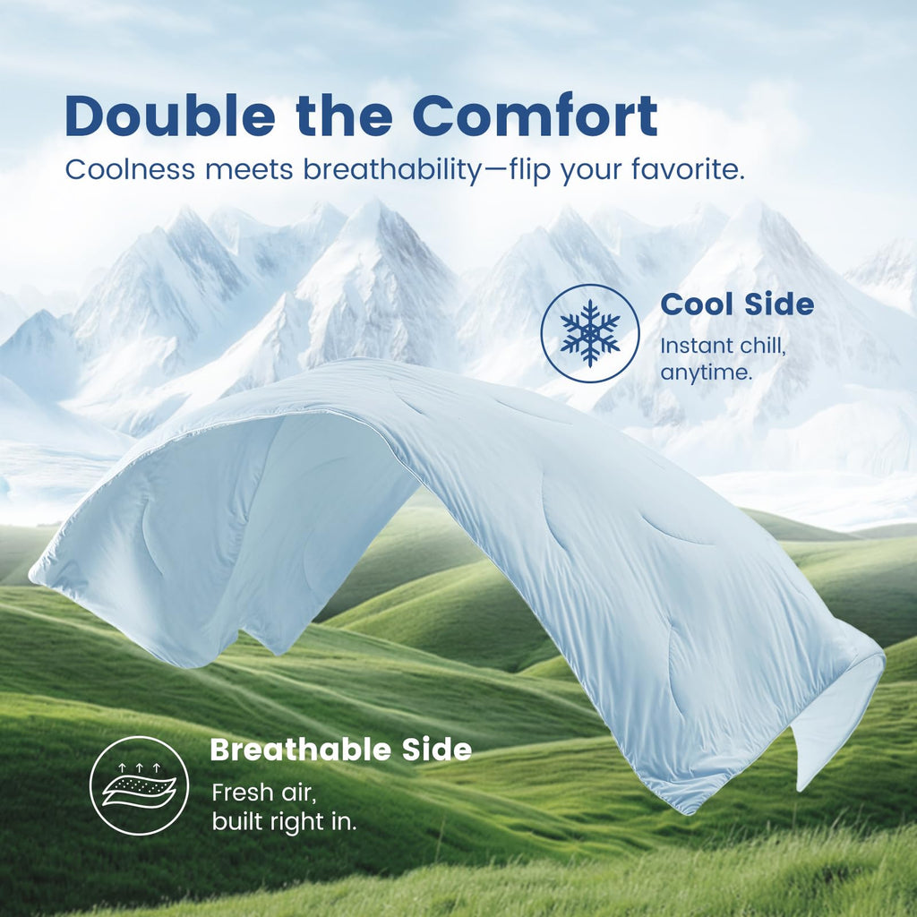 Cozy Bliss Cooling Comforter Twin Size Dual-Sided, Ultra-Soft Cooling Blankets for Hot Sleepers and Night Sweats, Breathable Lightweight Silky Smooth, Dark Grey