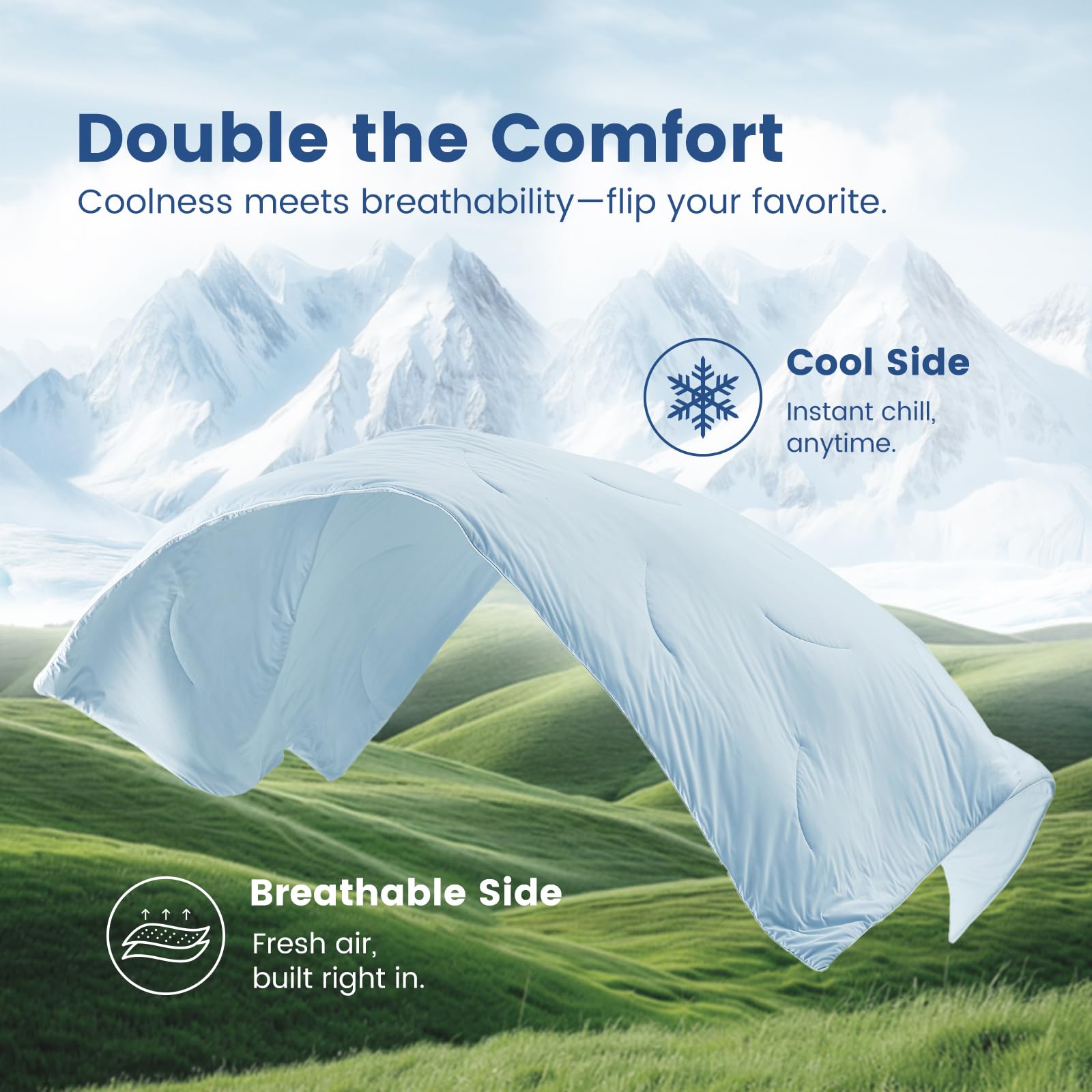 Cozy Bliss Cooling Comforter Twin Size Dual-Sided, Ultra-Soft Cooling Blankets for Hot Sleepers and Night Sweats, Breathable Lightweight Silky Smooth, Dark Grey