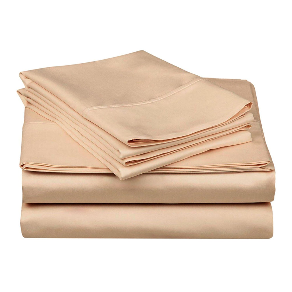 Superior Egyptian Cotton 300 Thread Count Bed Sheet Set, 1 Elastic Deep Pocket Fitted Sheet, 1 Flat Sheet, 2 Pillowcases, Soft Bedding, Luxury Sheets, Sateen Weave