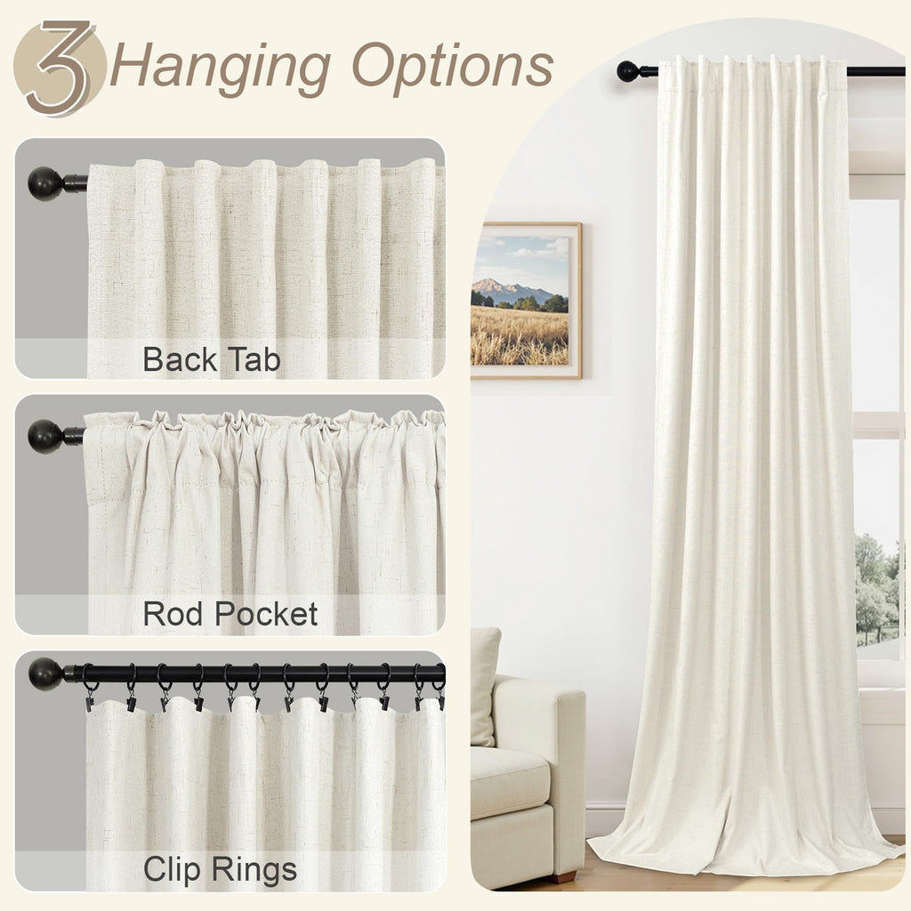 Faux Linen Thermal Blackout Curtains for Bedroom