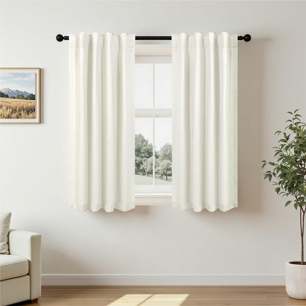 Faux Linen Thermal Blackout Curtains for Bedroom