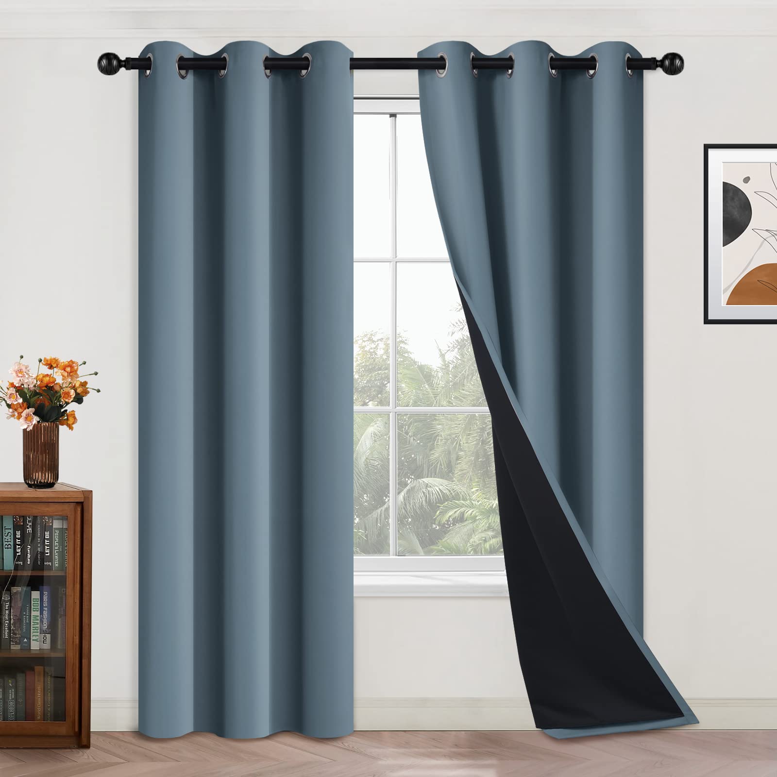 Double-Layer Thermal Blackout Curtain Panels, Pair