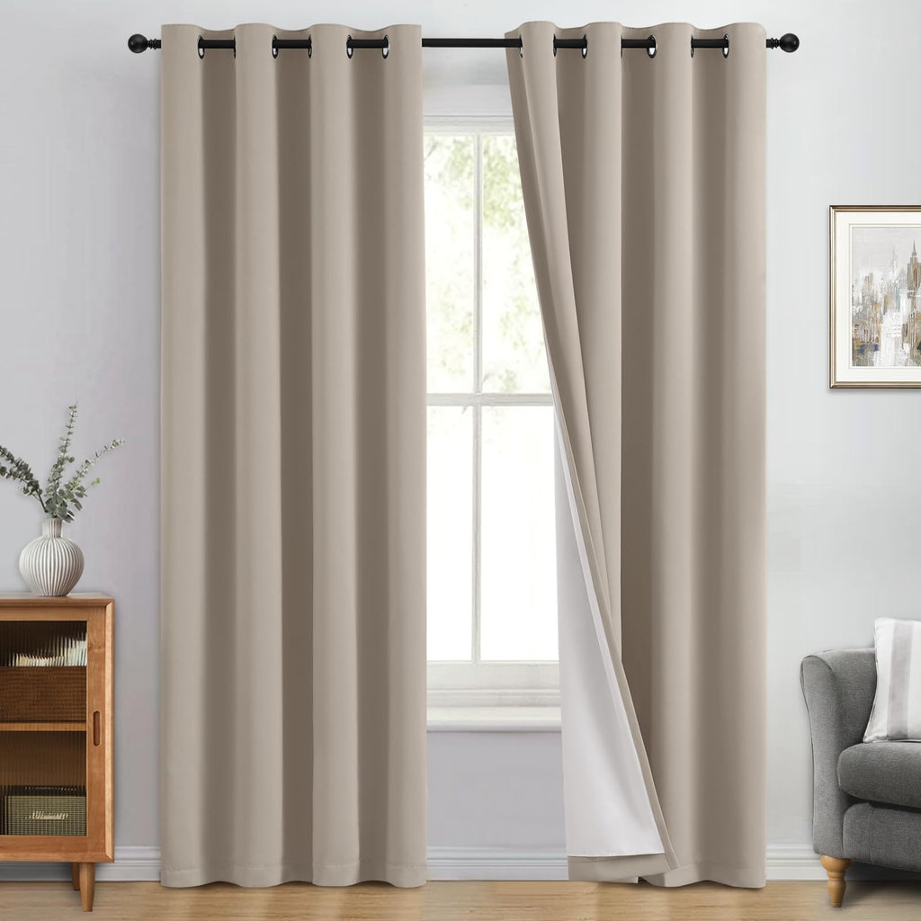 Double-Layer Thermal Blackout Curtain Panels, Pair