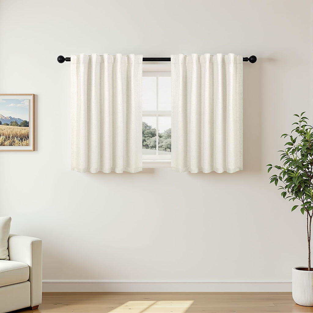 Faux Linen Thermal Blackout Curtains for Bedroom