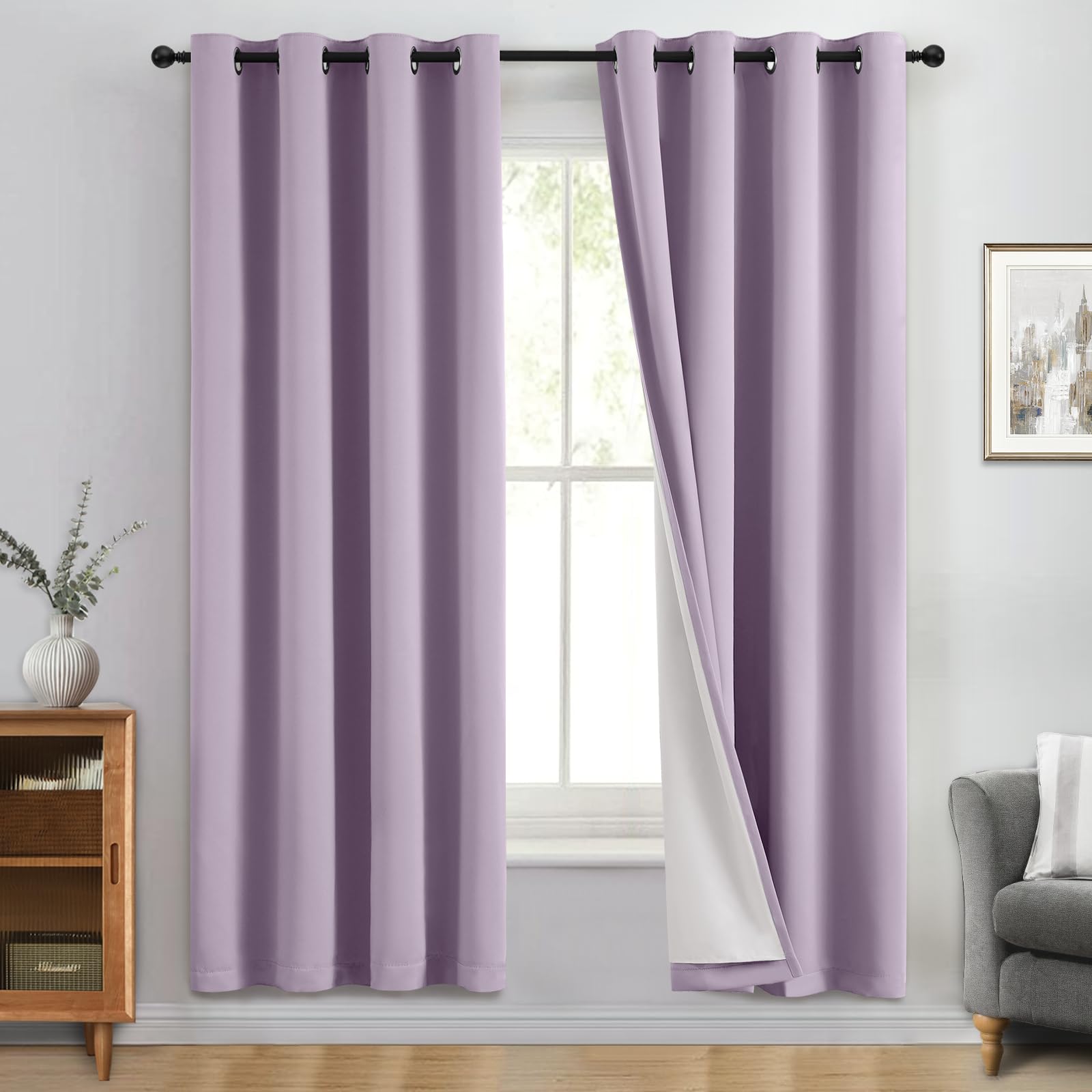 Double-Layer Thermal Blackout Curtain Panels, Pair