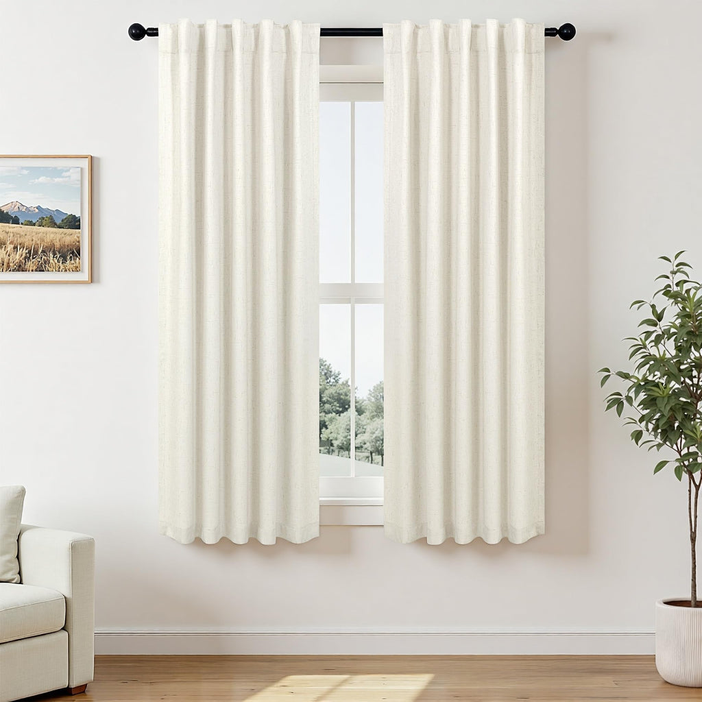 Faux Linen Thermal Blackout Curtains for Bedroom