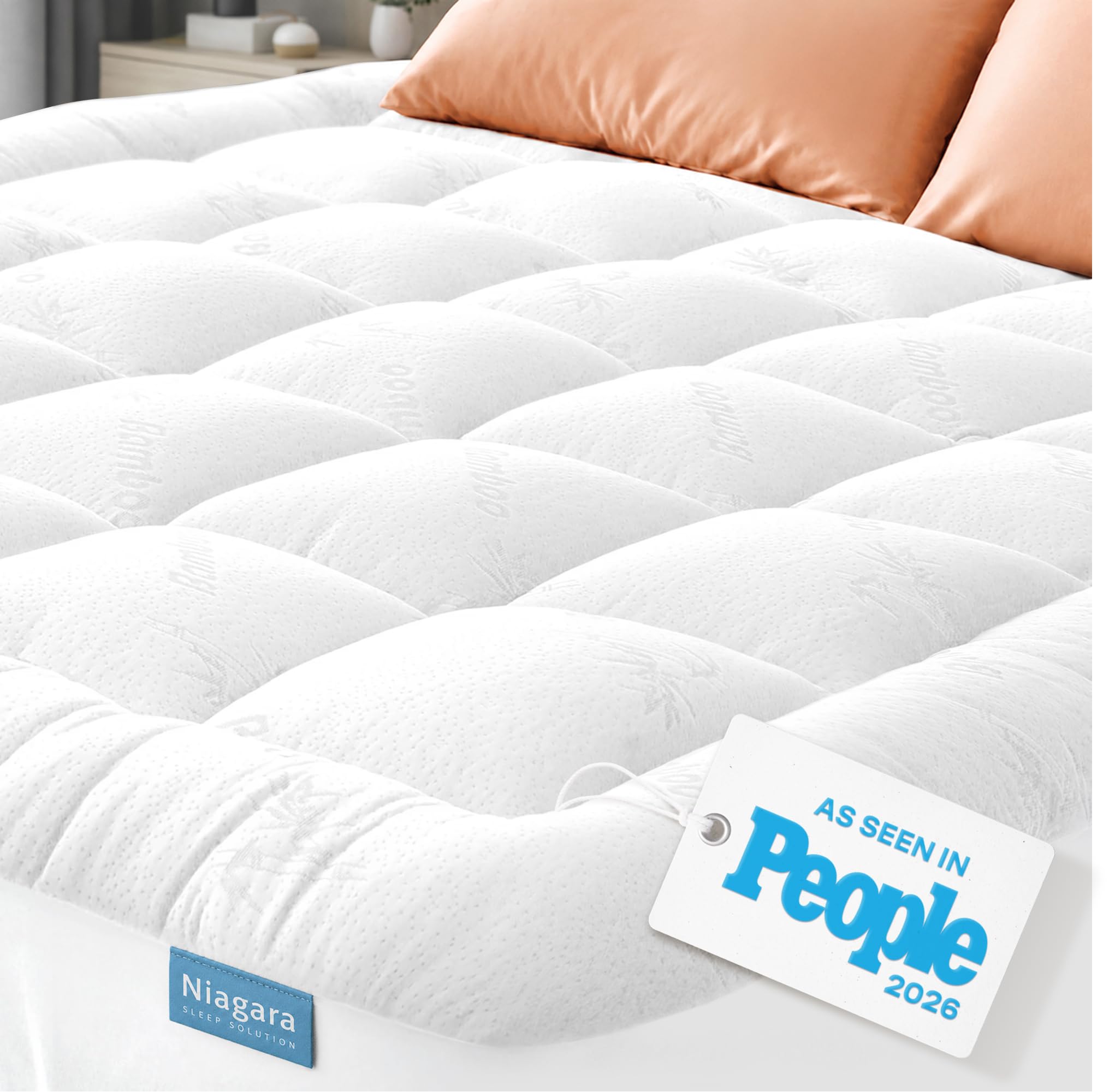 Cooling Bamboo-Blend Pillow-Top Mattress Pad Cover
