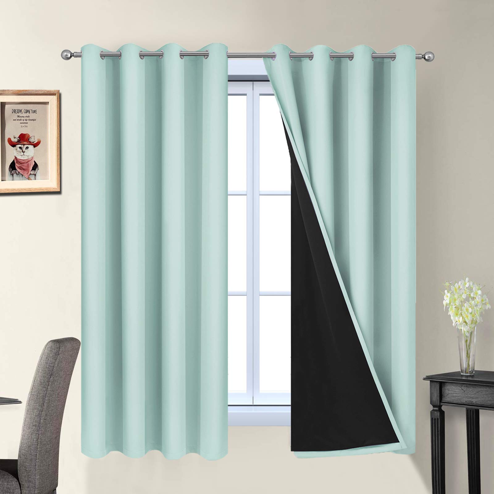 Double-Layer Thermal Blackout Curtain Panels, Pair