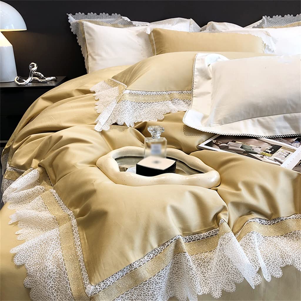 NERHWIVS Wedding Bedding Set 1000TC Egyptian Cotton Embroidery Duvet Cover Set Bed Sheet Pillowcases (Color : A, Size : 220 * 240cm) (A 220 * 240cm)