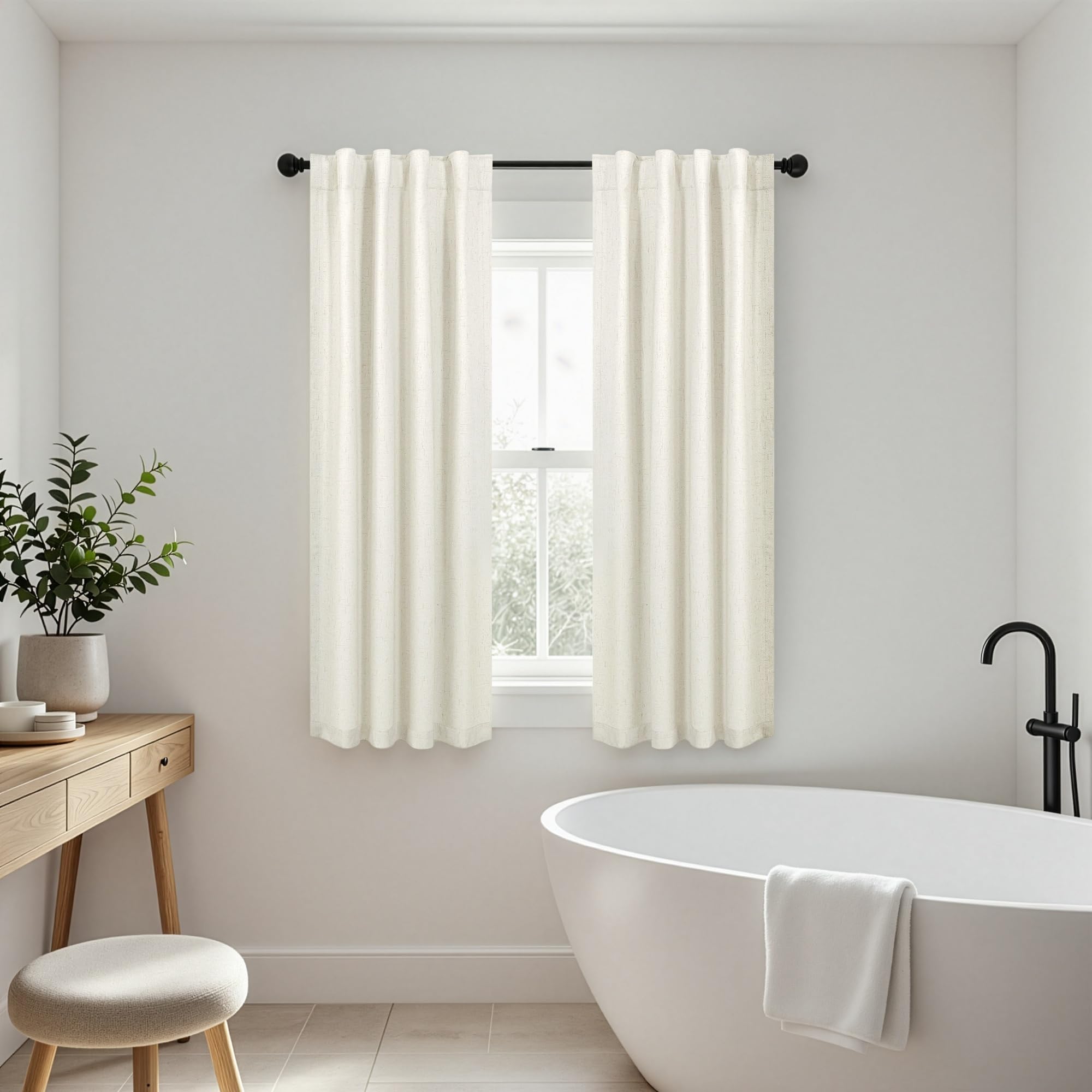 Faux Linen Thermal Blackout Curtains for Bedroom