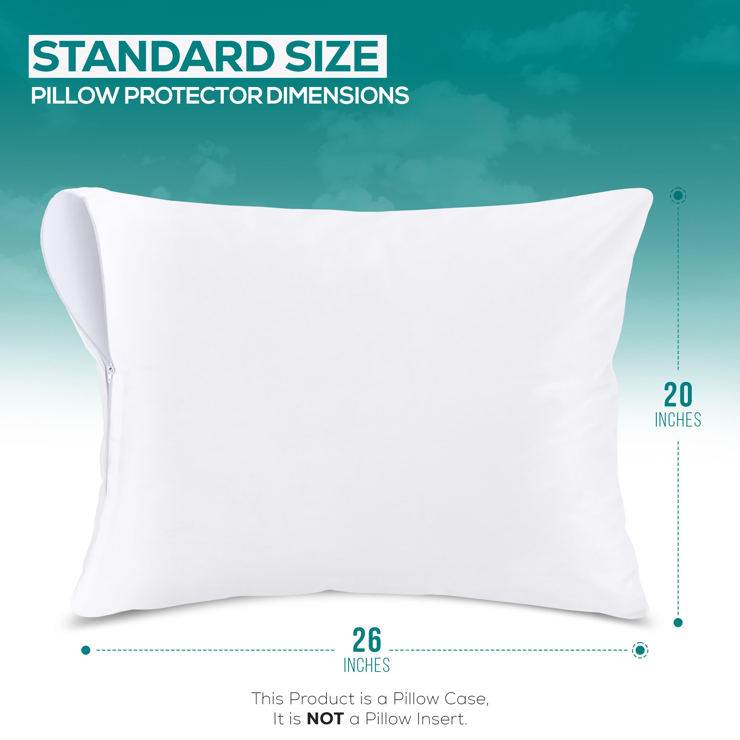 Waterproof Zippered Pillow Protectors, Set of Two