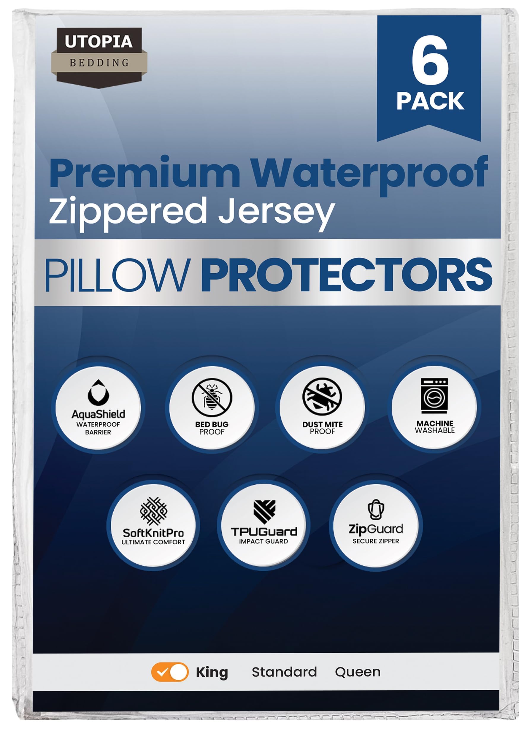 Waterproof Zippered Pillow Protectors, Set of Two