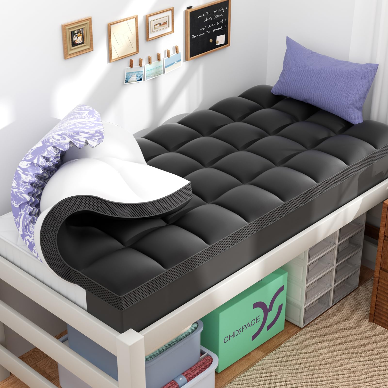 Dual-Layer Memory Foam Mattress Topper, 4-Inch