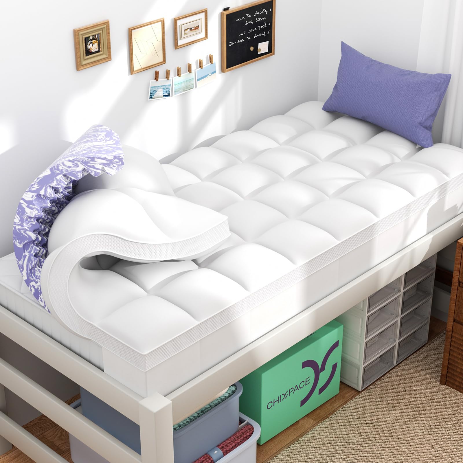 Dual-Layer Memory Foam Mattress Topper, 4-Inch
