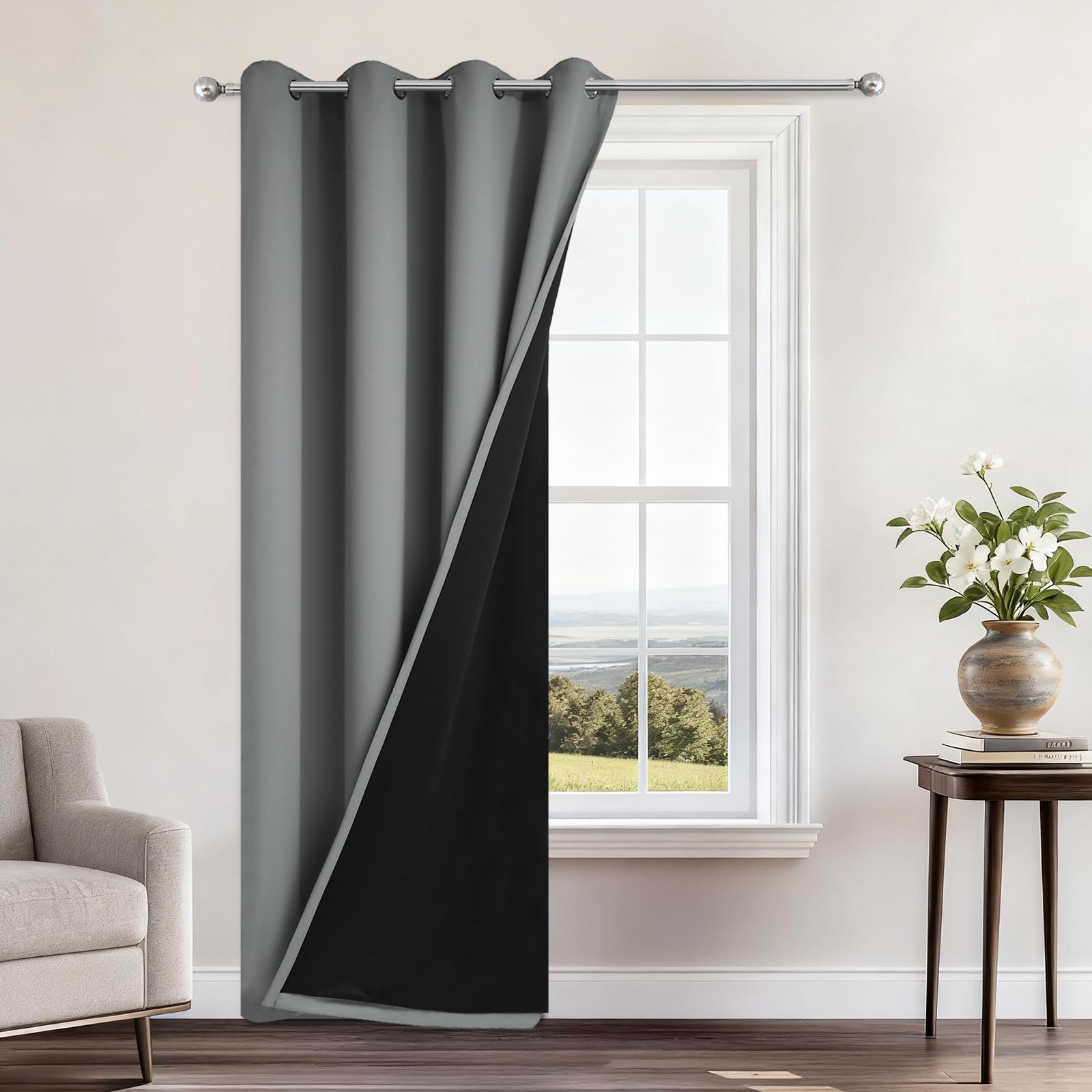 Double-Layer Thermal Blackout Curtain Panels, Pair