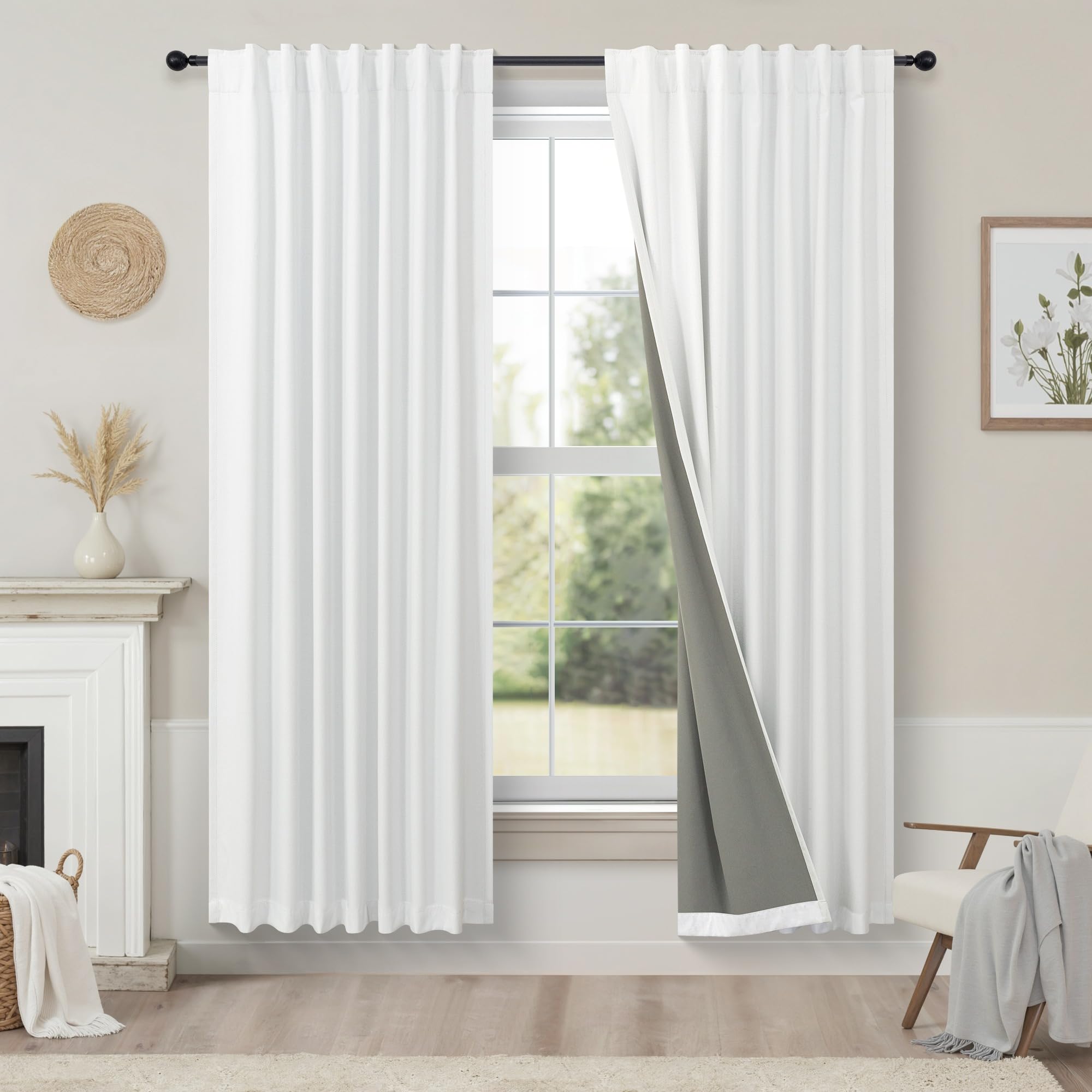Faux Linen Thermal Blackout Curtains for Bedroom