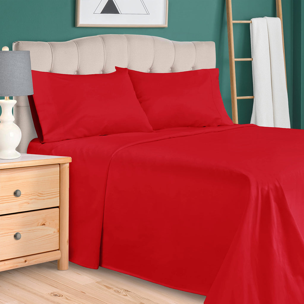 Superior Egyptian Cotton 300 Thread Count Bed Sheet Set, 1 Elastic Deep Pocket Fitted Sheet, 1 Flat Sheet, 2 Pillowcases, Soft Bedding, Luxury Sheets, Sateen Weave
