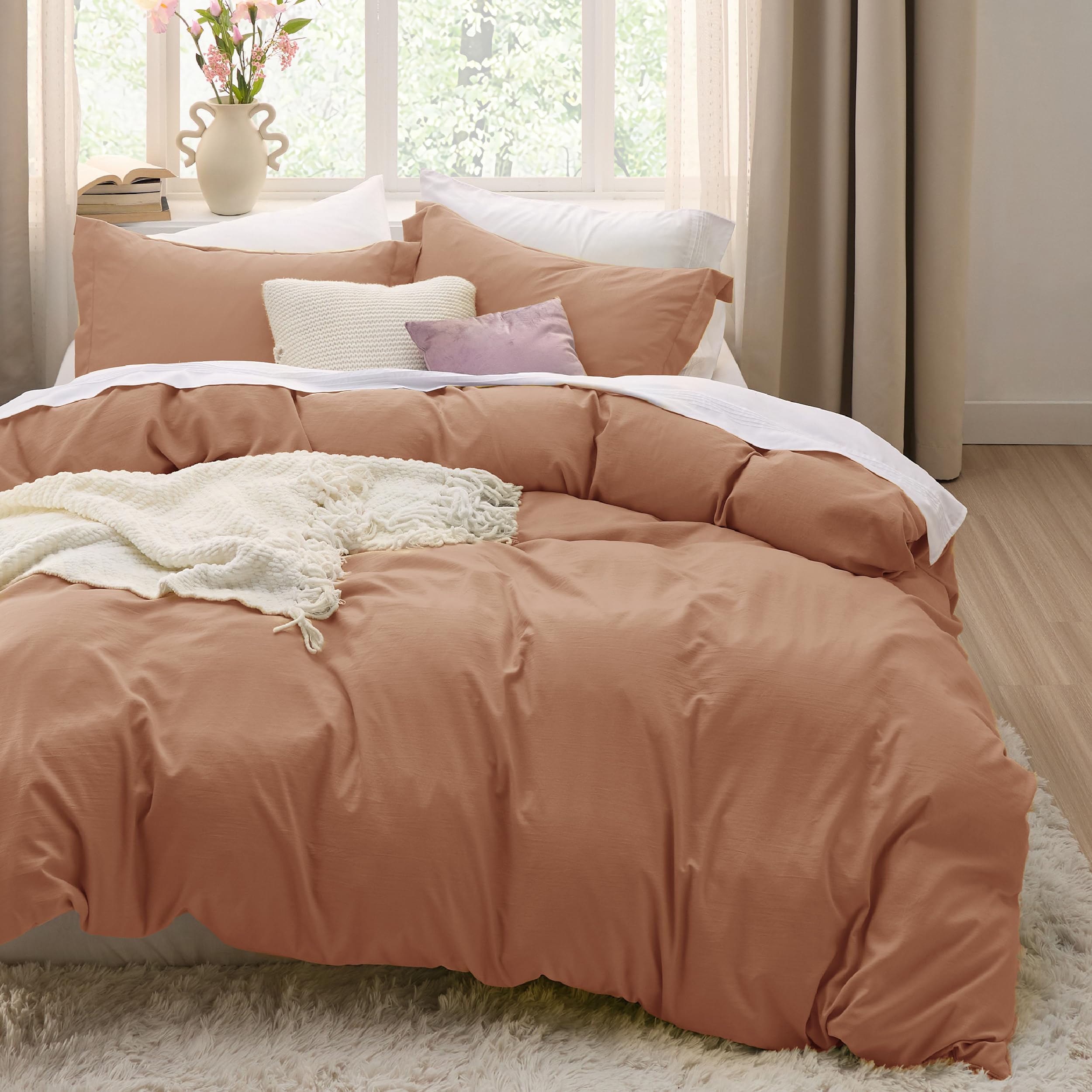 Bedsure Soft Prewashed Duvet Cover Set with Zipper Closure and Pillow Covers, Comforter Not Included