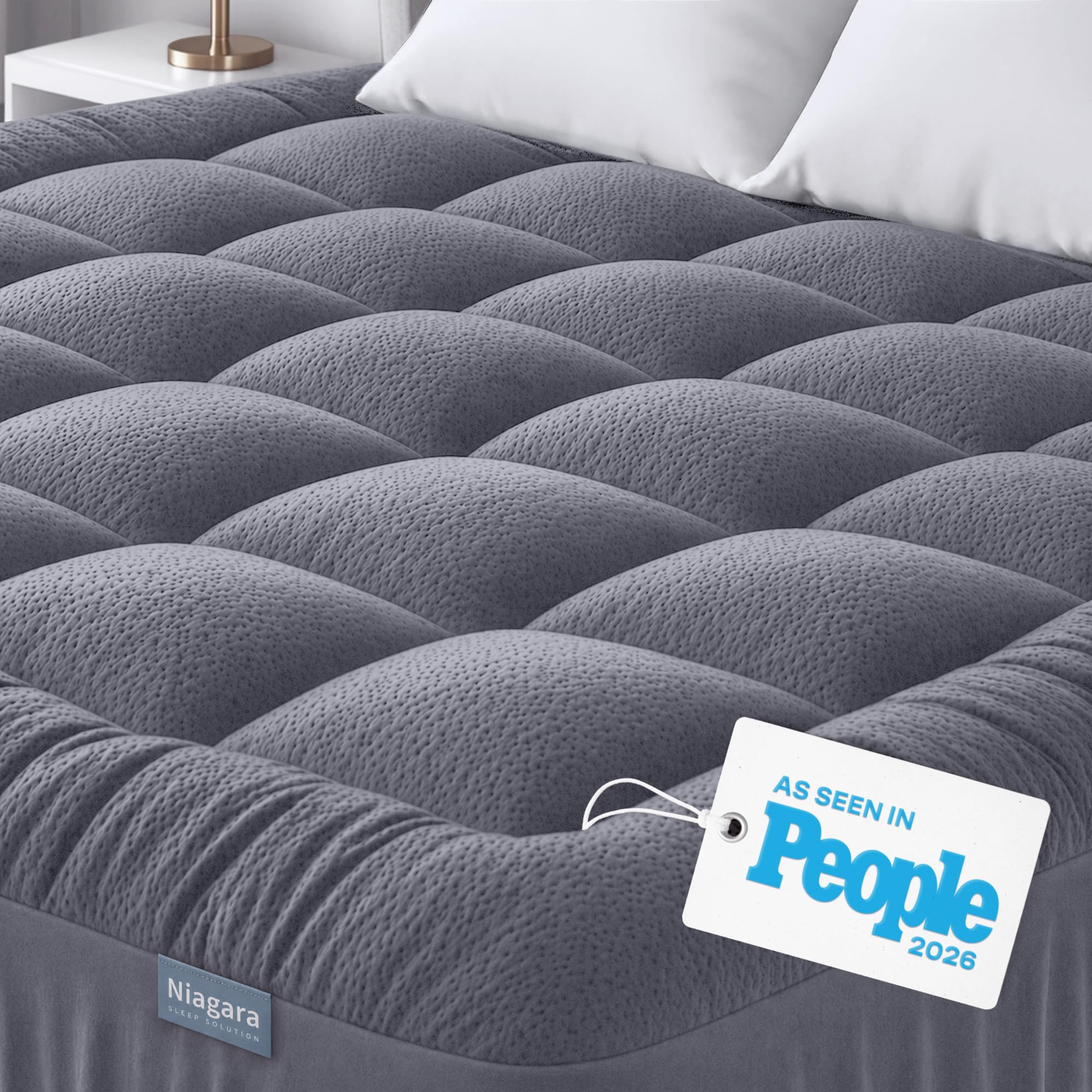 Cooling Bamboo-Blend Pillow-Top Mattress Pad Cover