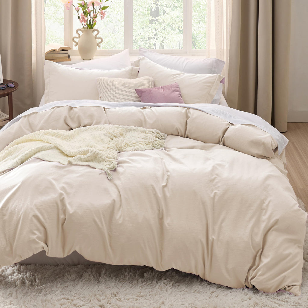 Bedsure Soft Prewashed Duvet Cover Set with Zipper Closure and Pillow Covers, Comforter Not Included