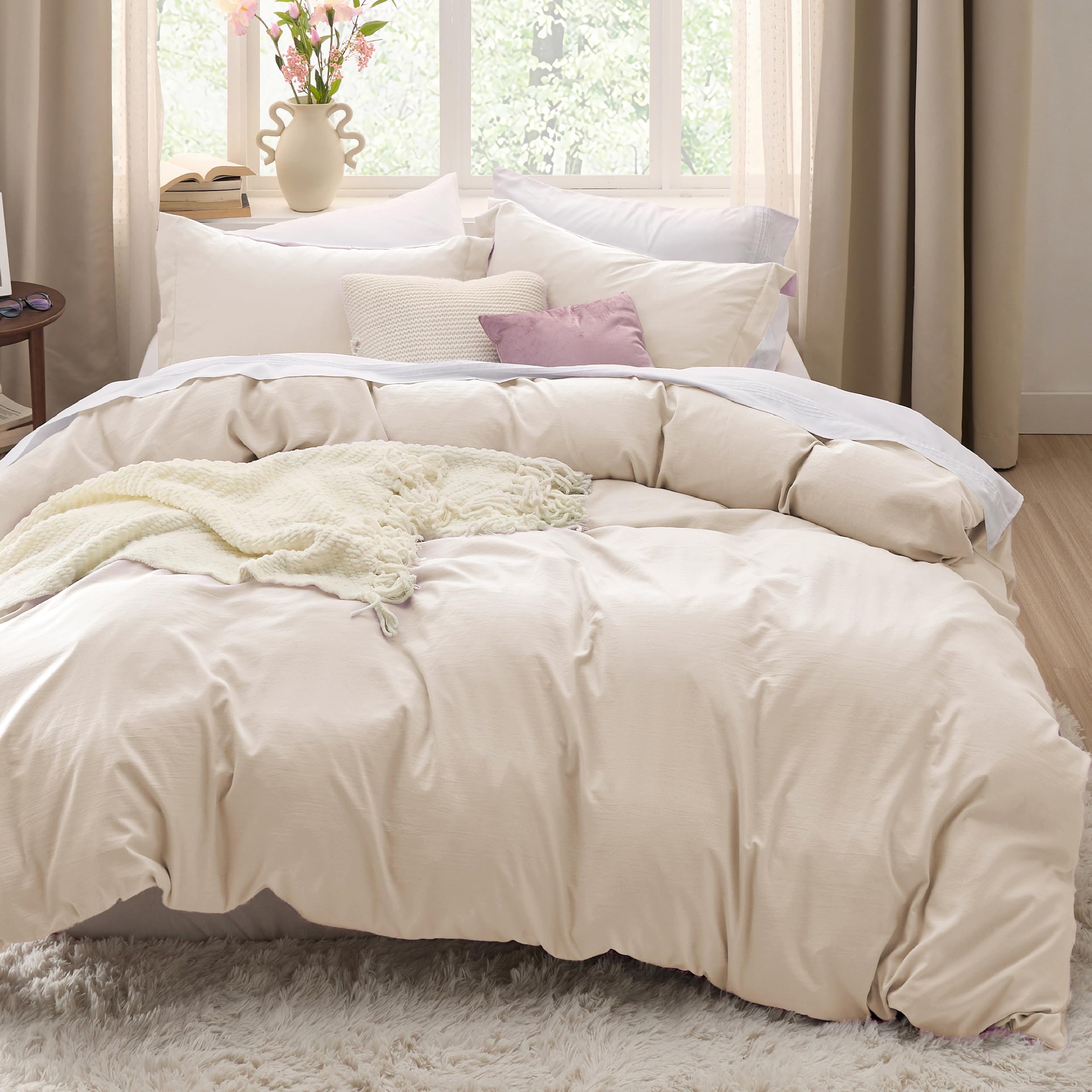 Bedsure Soft Prewashed Duvet Cover Set with Zipper Closure and Pillow Covers, Comforter Not Included
