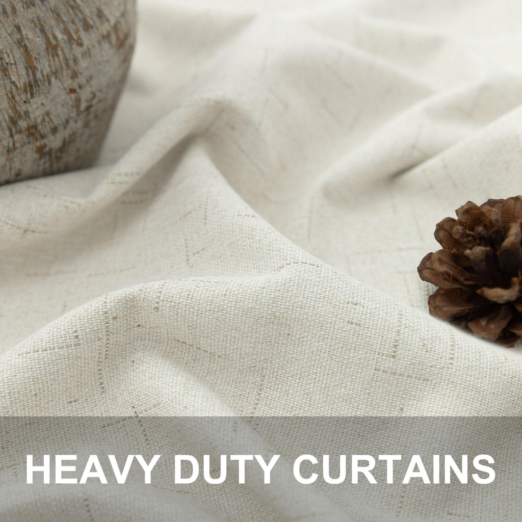 Faux Linen Thermal Blackout Curtains for Bedroom
