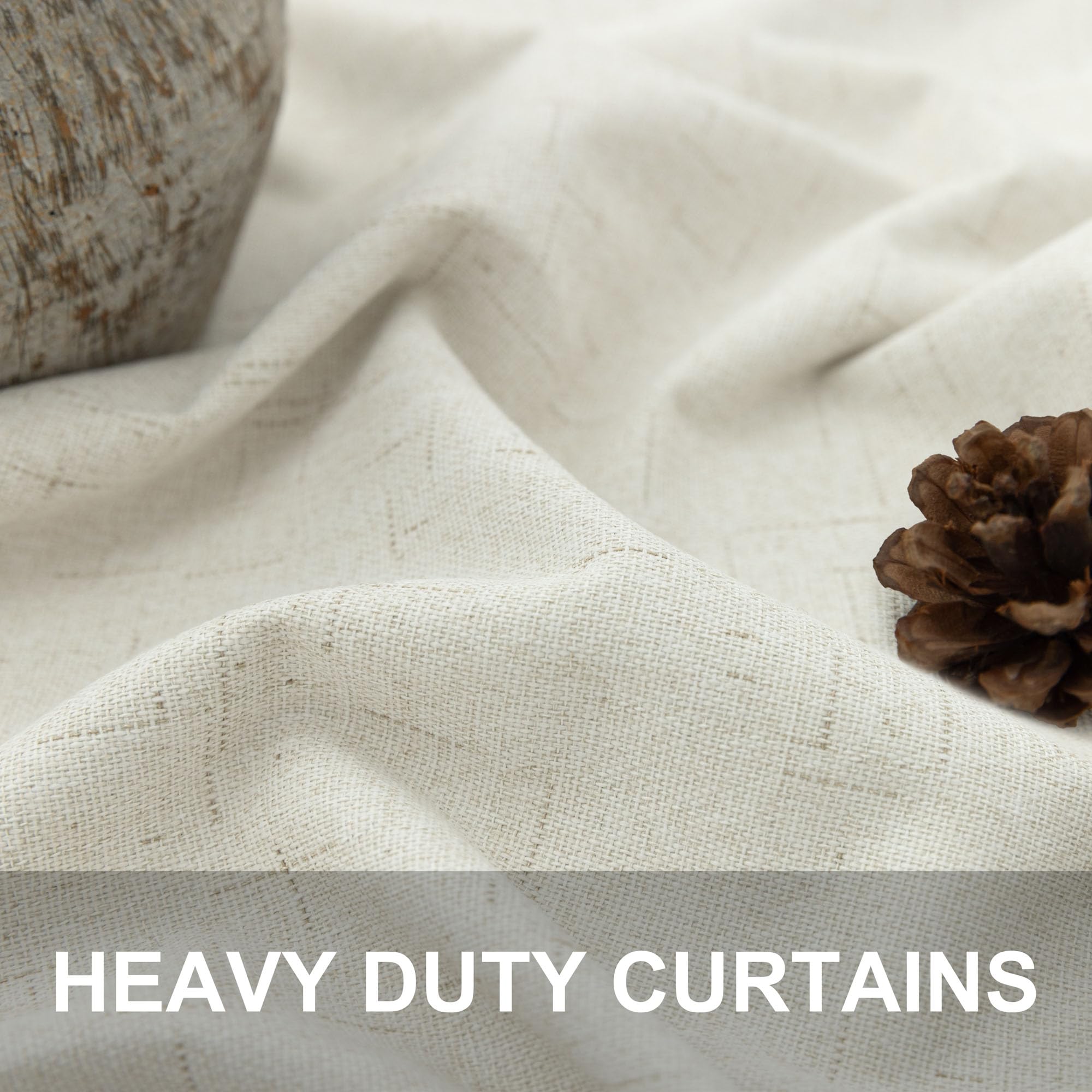 Faux Linen Thermal Blackout Curtains for Bedroom