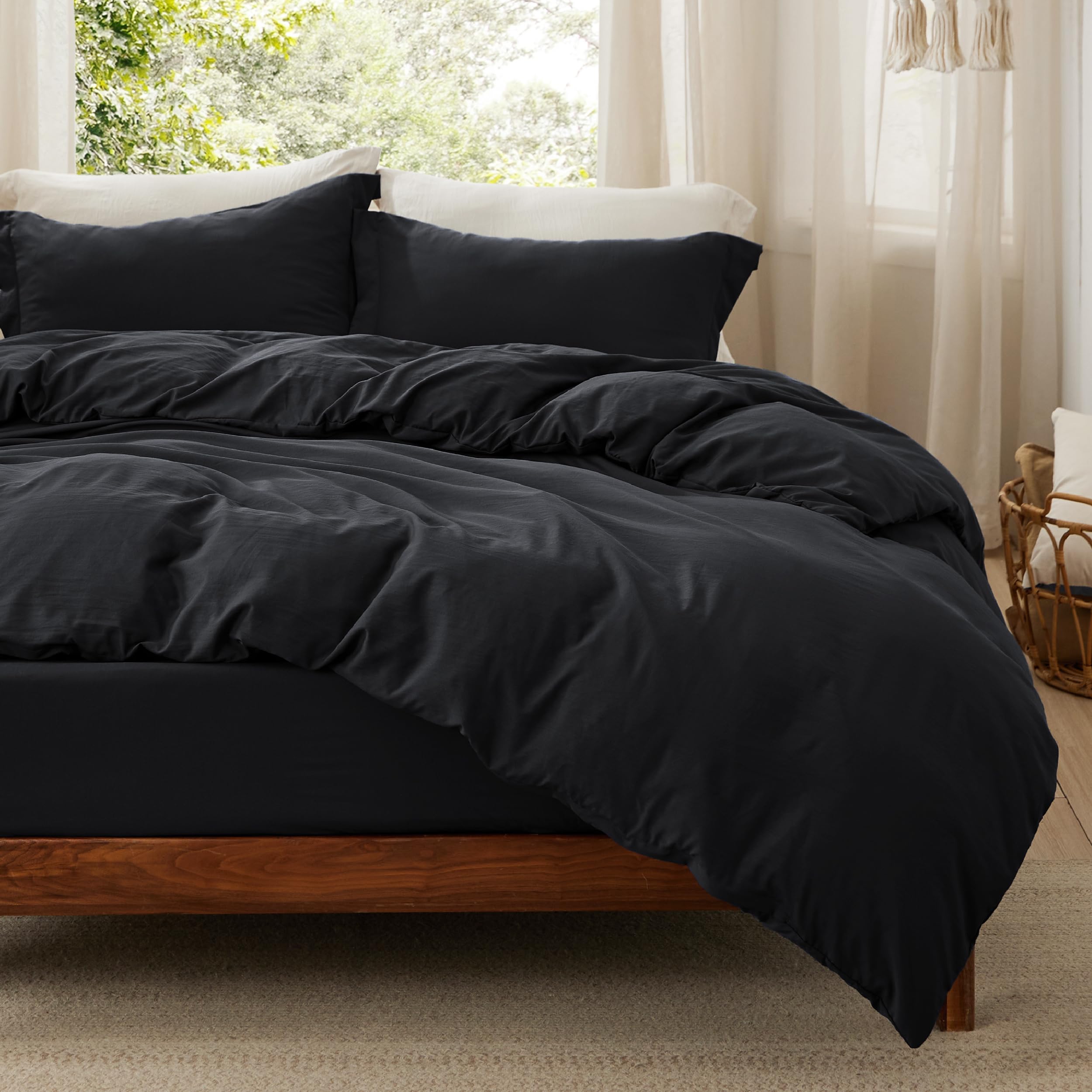 Bedsure Soft Prewashed Duvet Cover Set with Zipper Closure and Pillow Covers, Comforter Not Included
