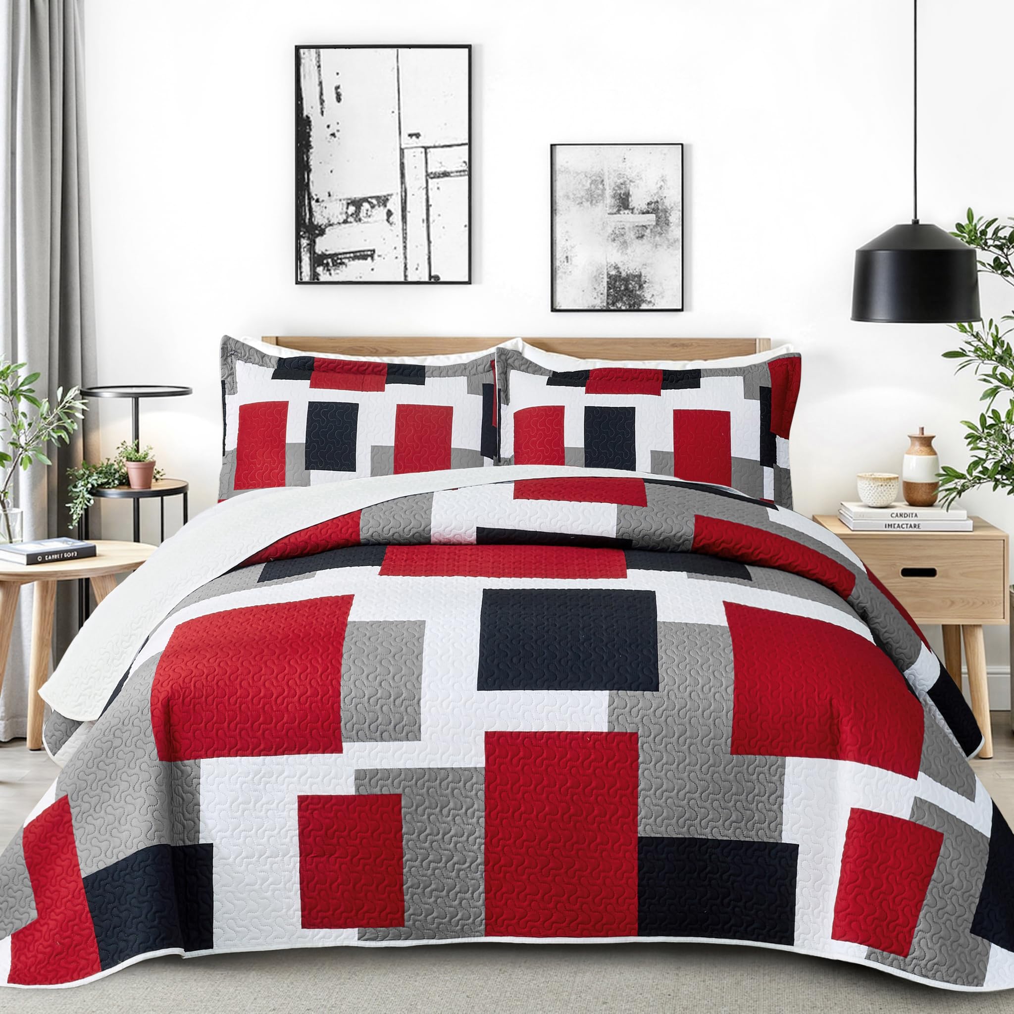 Modern Geometric Abstract Bedding Set, 3 Pieces