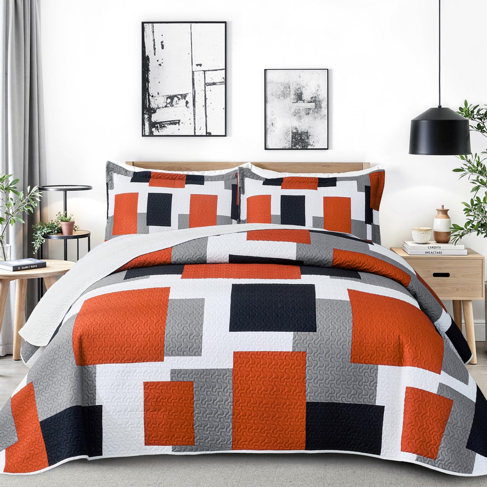 Modern Geometric Abstract Bedding Set, 3 Pieces