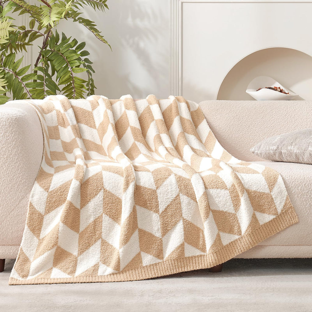 Snuggle Sac Heather Throw Blanket for Couch, Reversible Super Soft Blankets Warm Cozy Knit Fuzzy Plush Lightweight for Sofa, Bed, Camping, Picnic