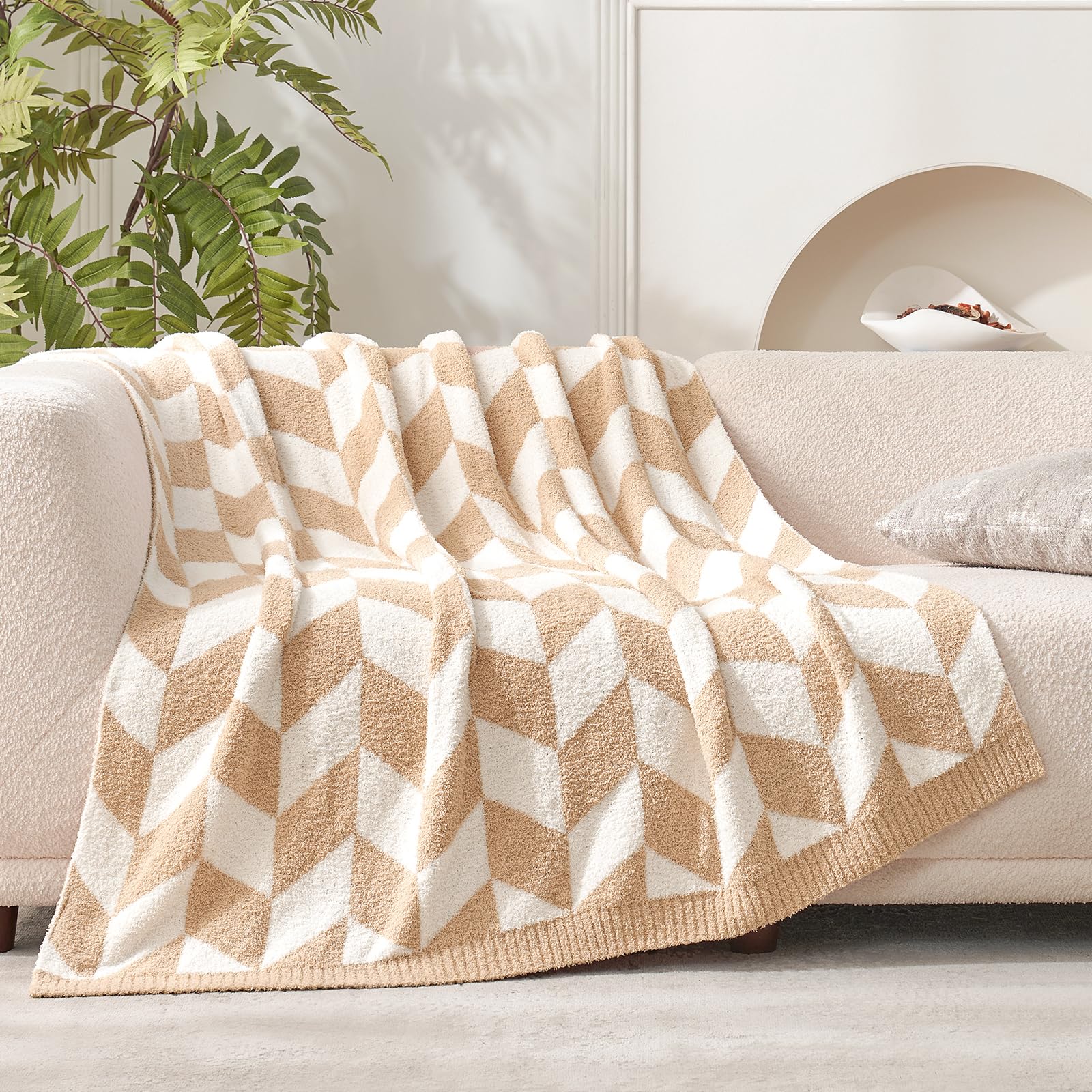 Snuggle Sac Heather Throw Blanket for Couch, Reversible Super Soft Blankets Warm Cozy Knit Fuzzy Plush Lightweight for Sofa, Bed, Camping, Picnic