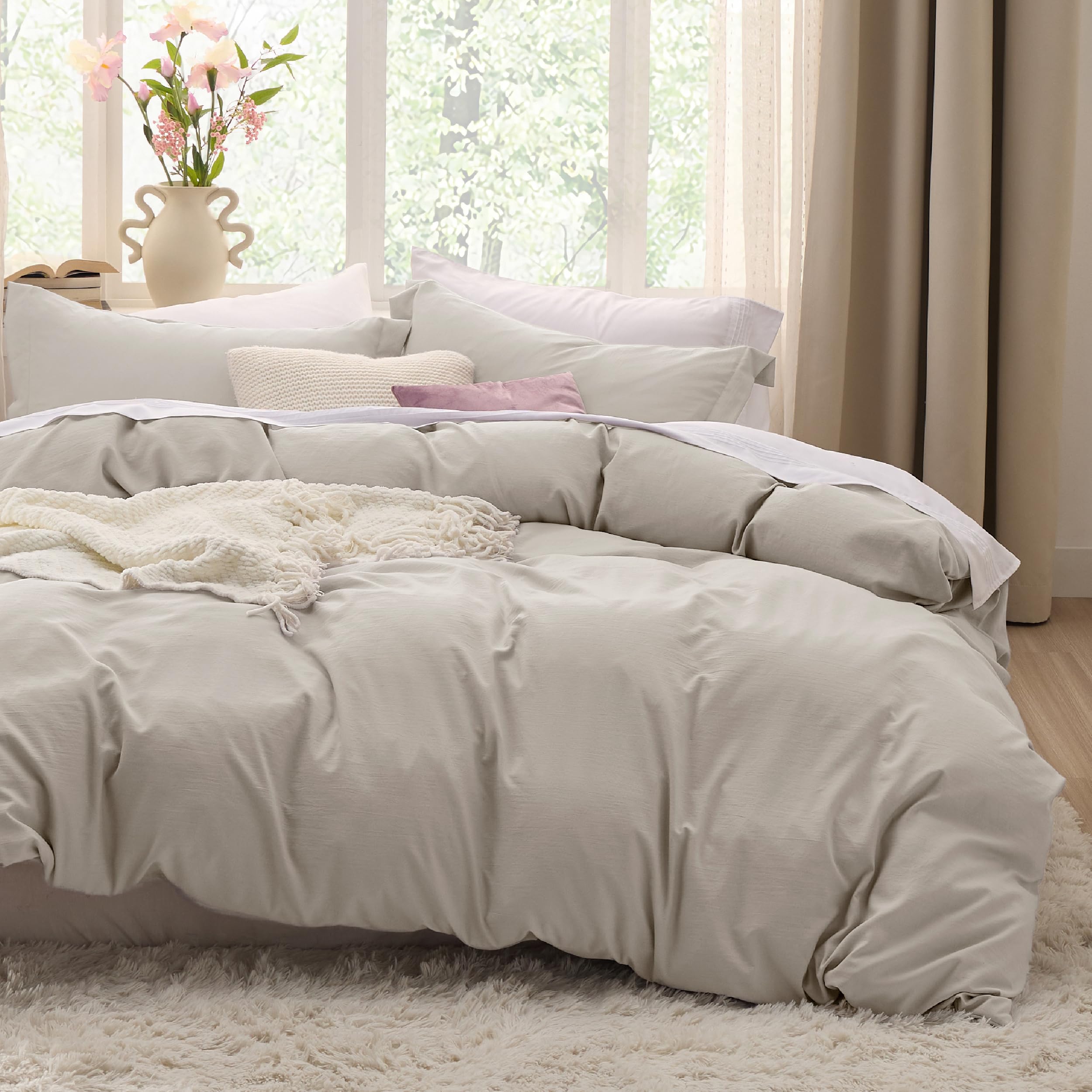 Bedsure Soft Prewashed Duvet Cover Set with Zipper Closure and Pillow Covers, Comforter Not Included