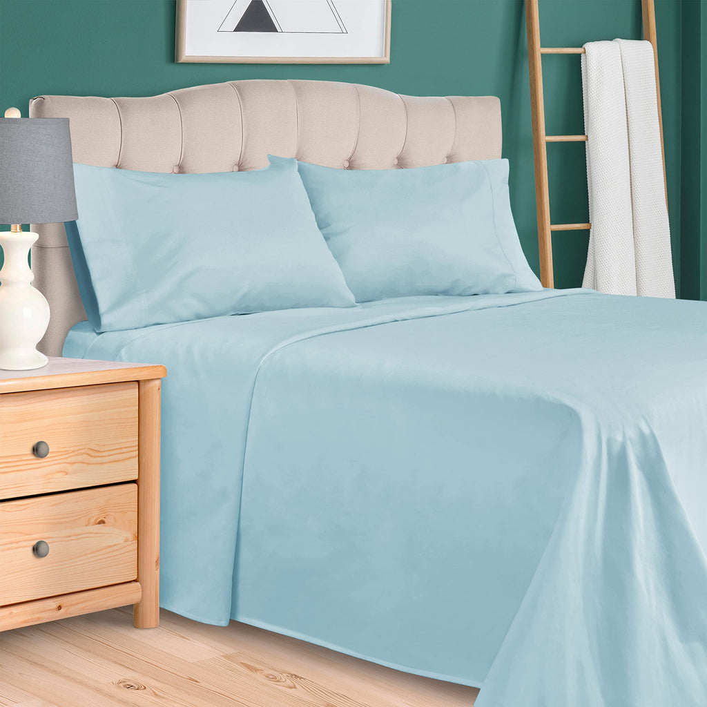 Superior Egyptian Cotton 300 Thread Count Bed Sheet Set, 1 Elastic Deep Pocket Fitted Sheet, 1 Flat Sheet, 2 Pillowcases, Soft Bedding, Luxury Sheets, Sateen Weave