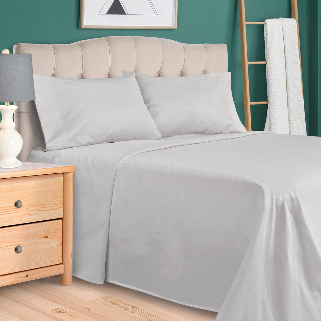 Superior Egyptian Cotton 300 Thread Count Bed Sheet Set, 1 Elastic Deep Pocket Fitted Sheet, 1 Flat Sheet, 2 Pillowcases, Soft Bedding, Luxury Sheets, Sateen Weave