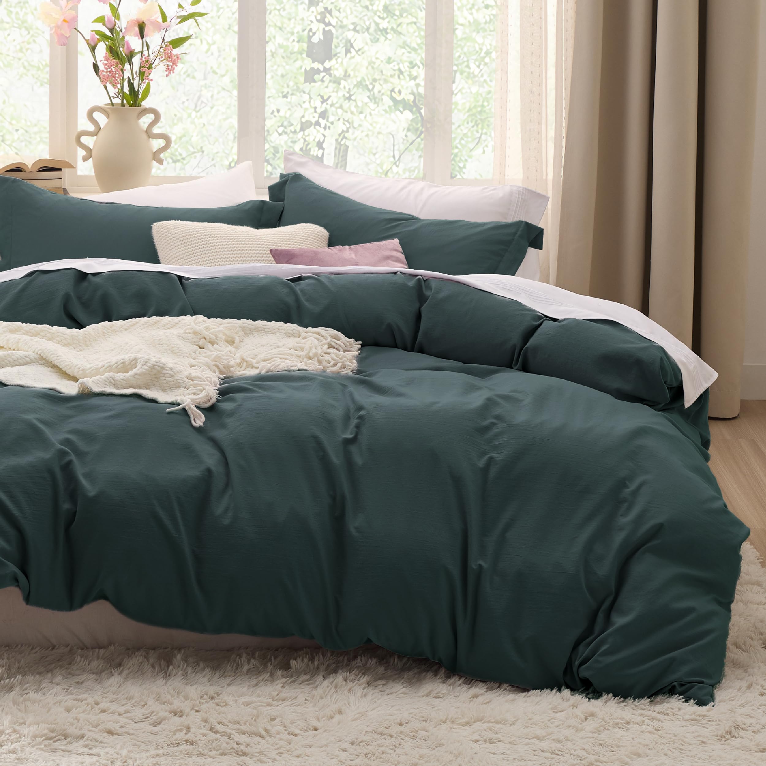 Bedsure Soft Prewashed Duvet Cover Set with Zipper Closure and Pillow Covers, Comforter Not Included