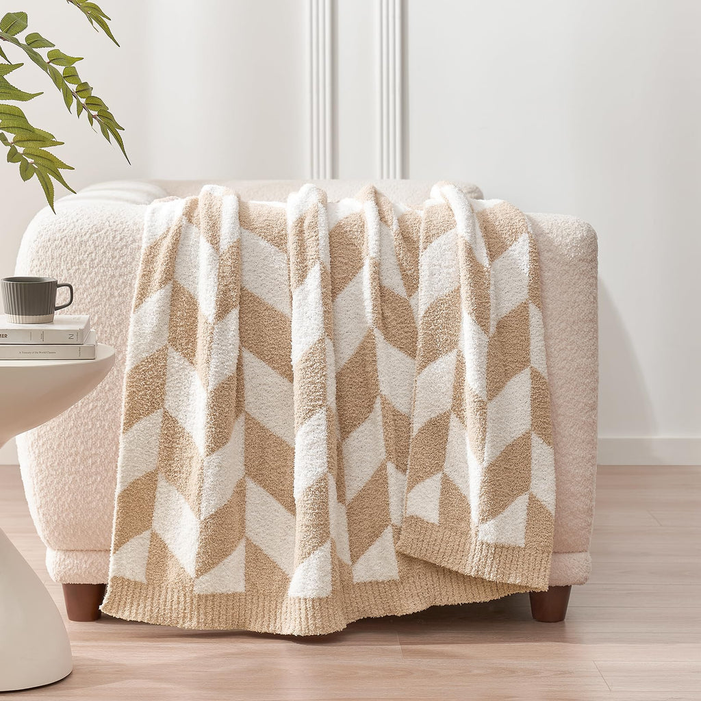 Snuggle Sac Heather Throw Blanket for Couch, Reversible Super Soft Blankets Warm Cozy Knit Fuzzy Plush Lightweight for Sofa, Bed, Camping, Picnic