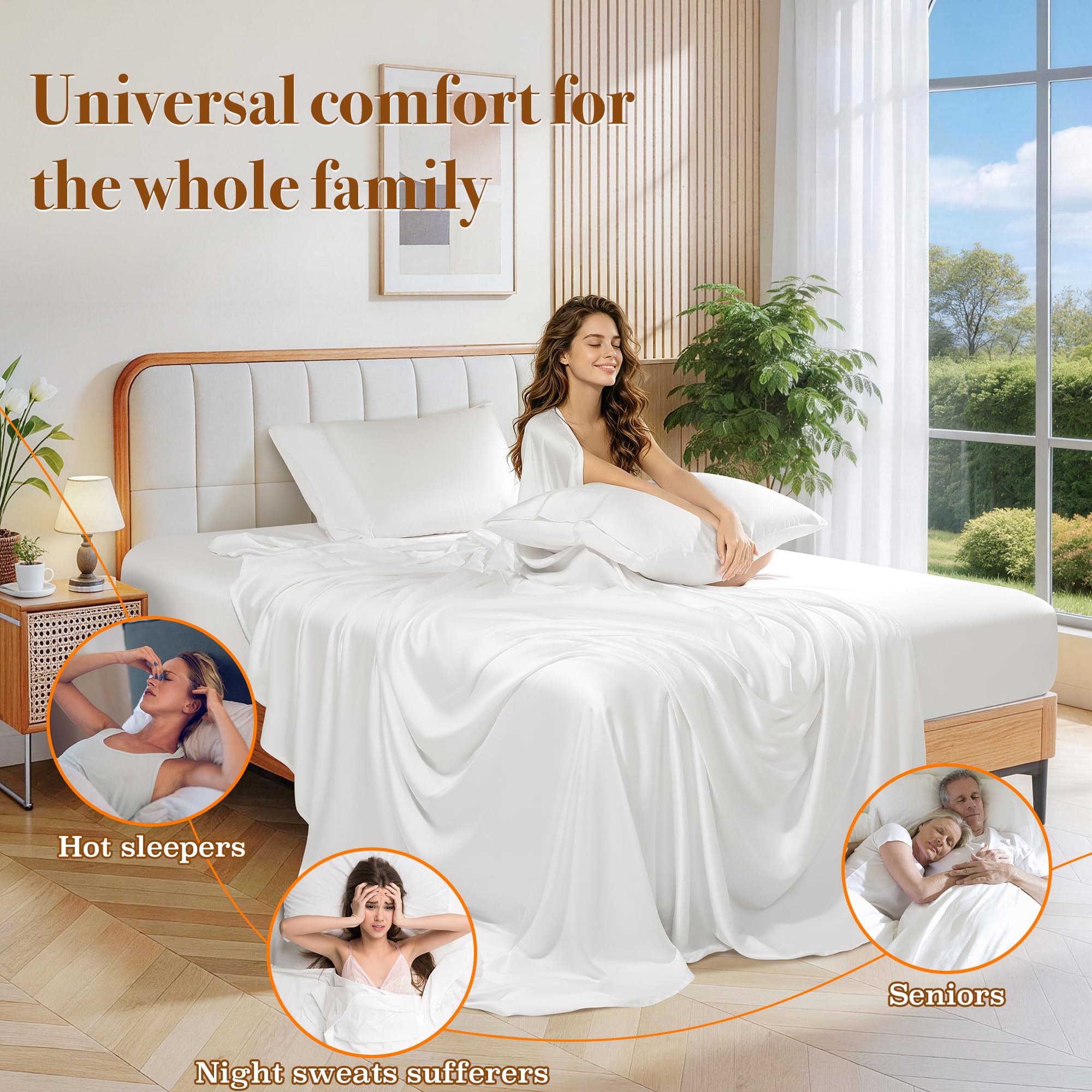 LBRO2M 100% Mulberry Silk Satin Sheet Set 6A 16" Deep Pocket