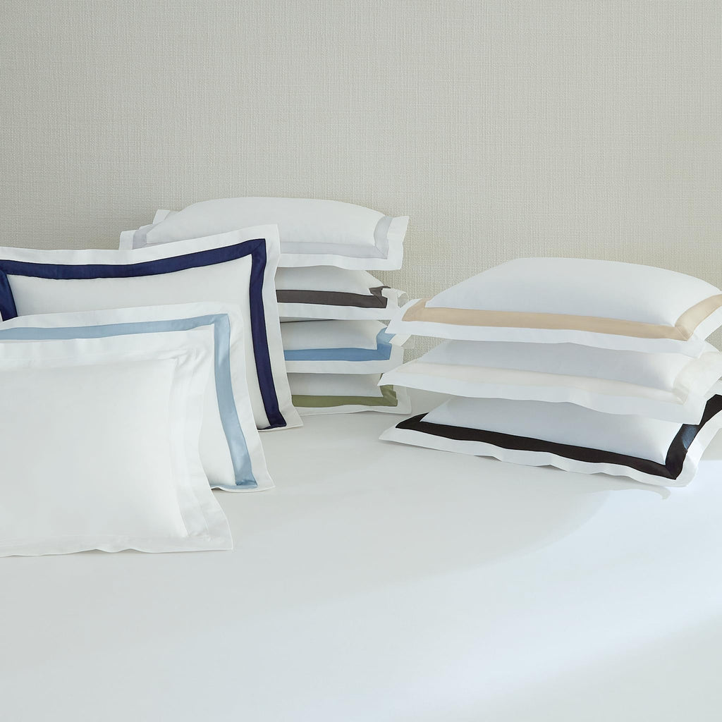Sferra Estate Collection - 100% Long-Staple 200 Thread Count Cotton Percale with Sateen Appliqué - Cooling, Soft, and Breathable Bed Linens, 4pc Bedding Set