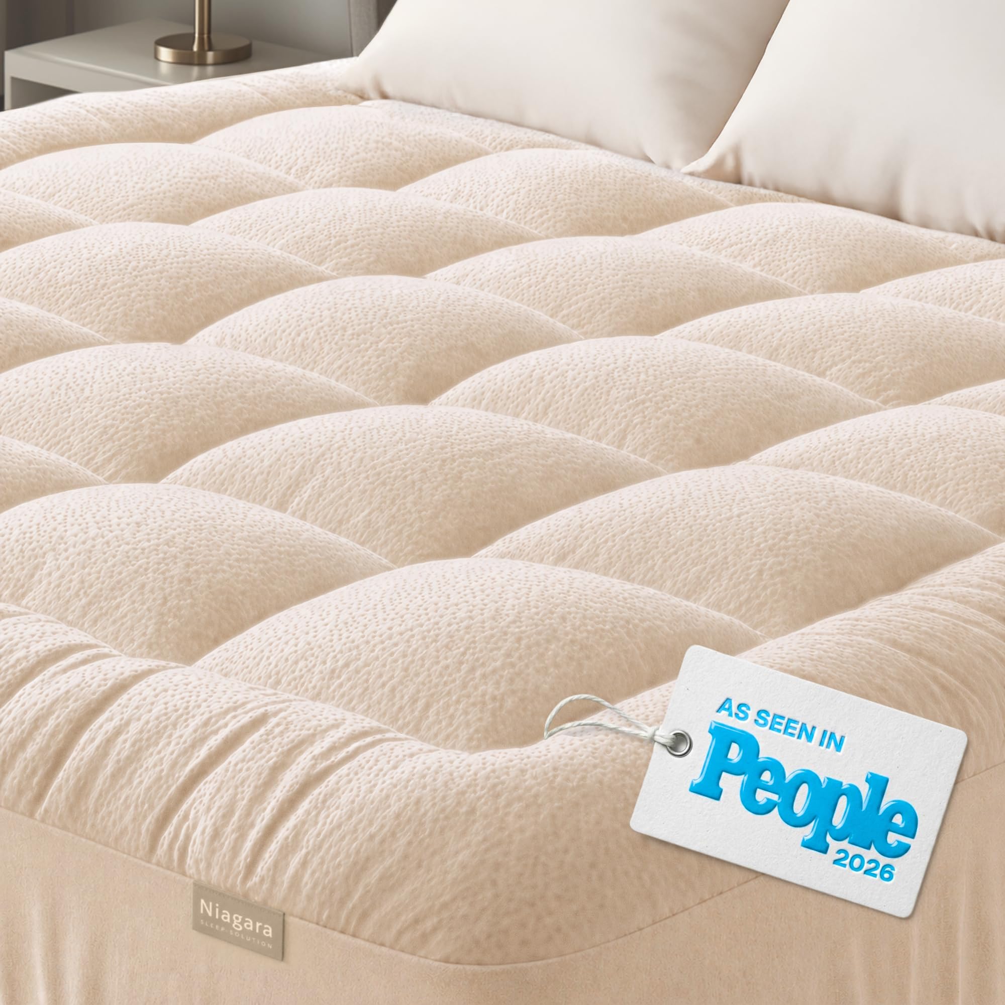 Cooling Bamboo-Blend Pillow-Top Mattress Pad Cover